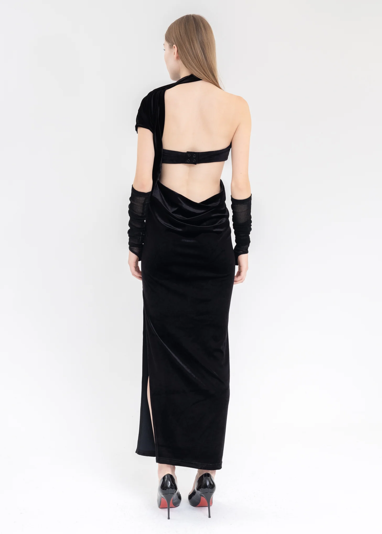 Black Round Shoulder Dress - Image 2