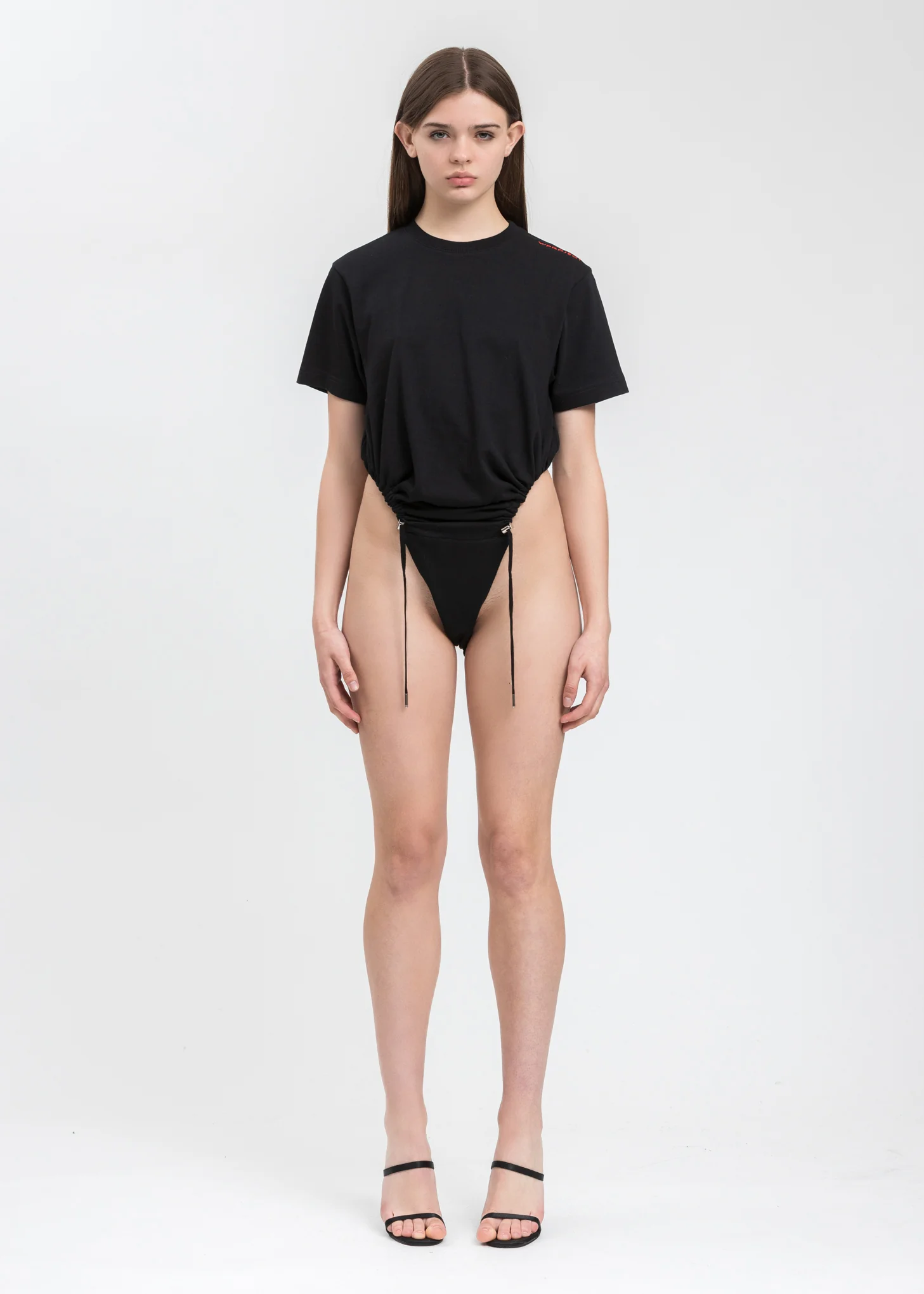 Black Ruched T-Shirt Bodysuit