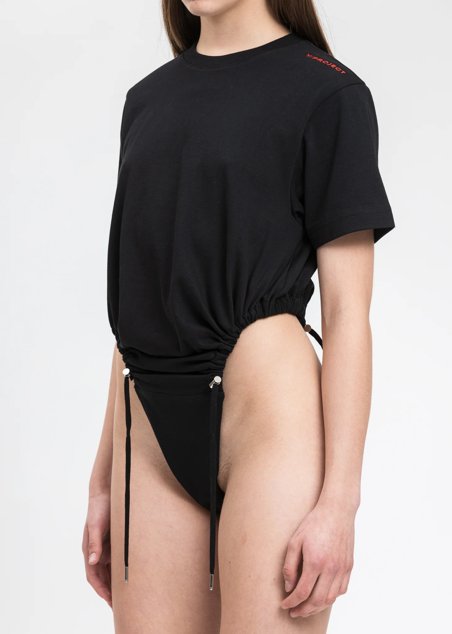 Black Ruched T-Shirt Bodysuit - Image 3