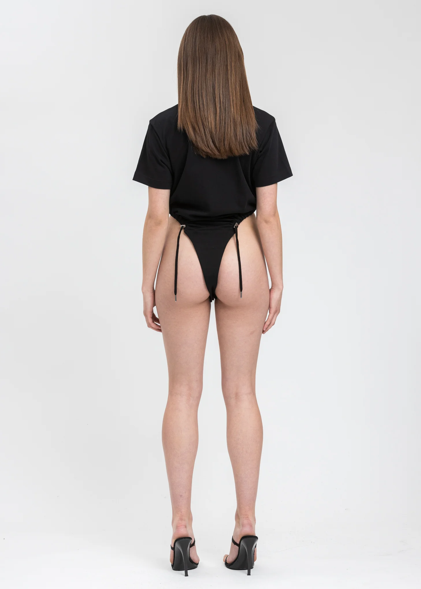 Black Ruched T-Shirt Bodysuit - Image 4