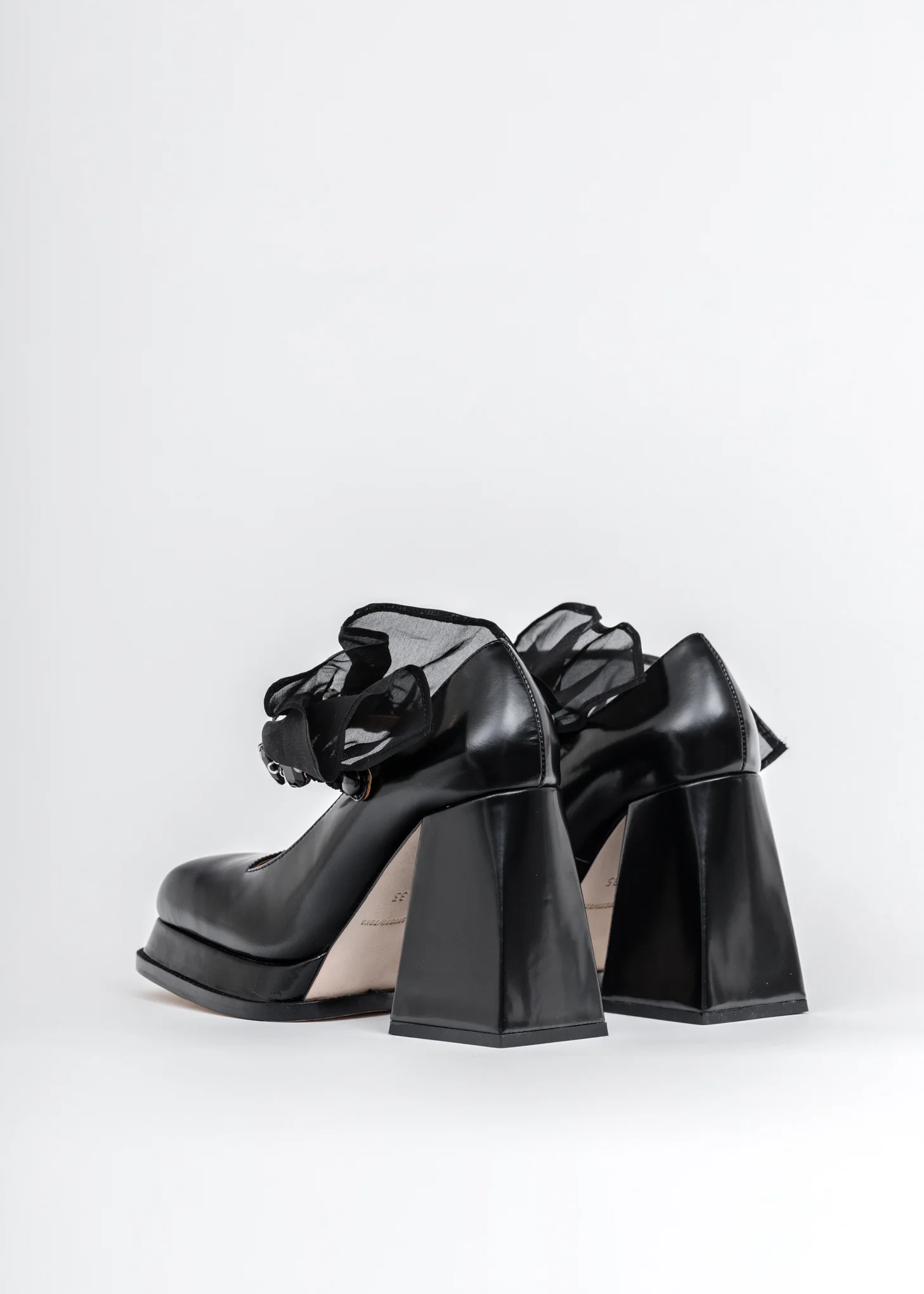 Black Ruffle High Heels - Image 2