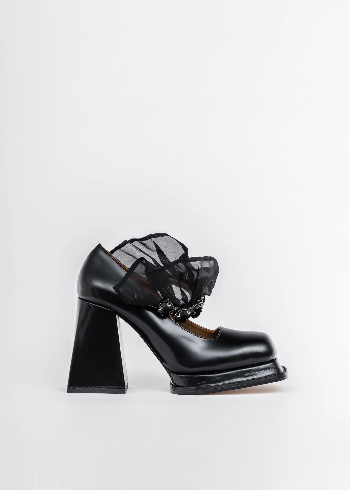 Black Ruffle High Heels - Image 4