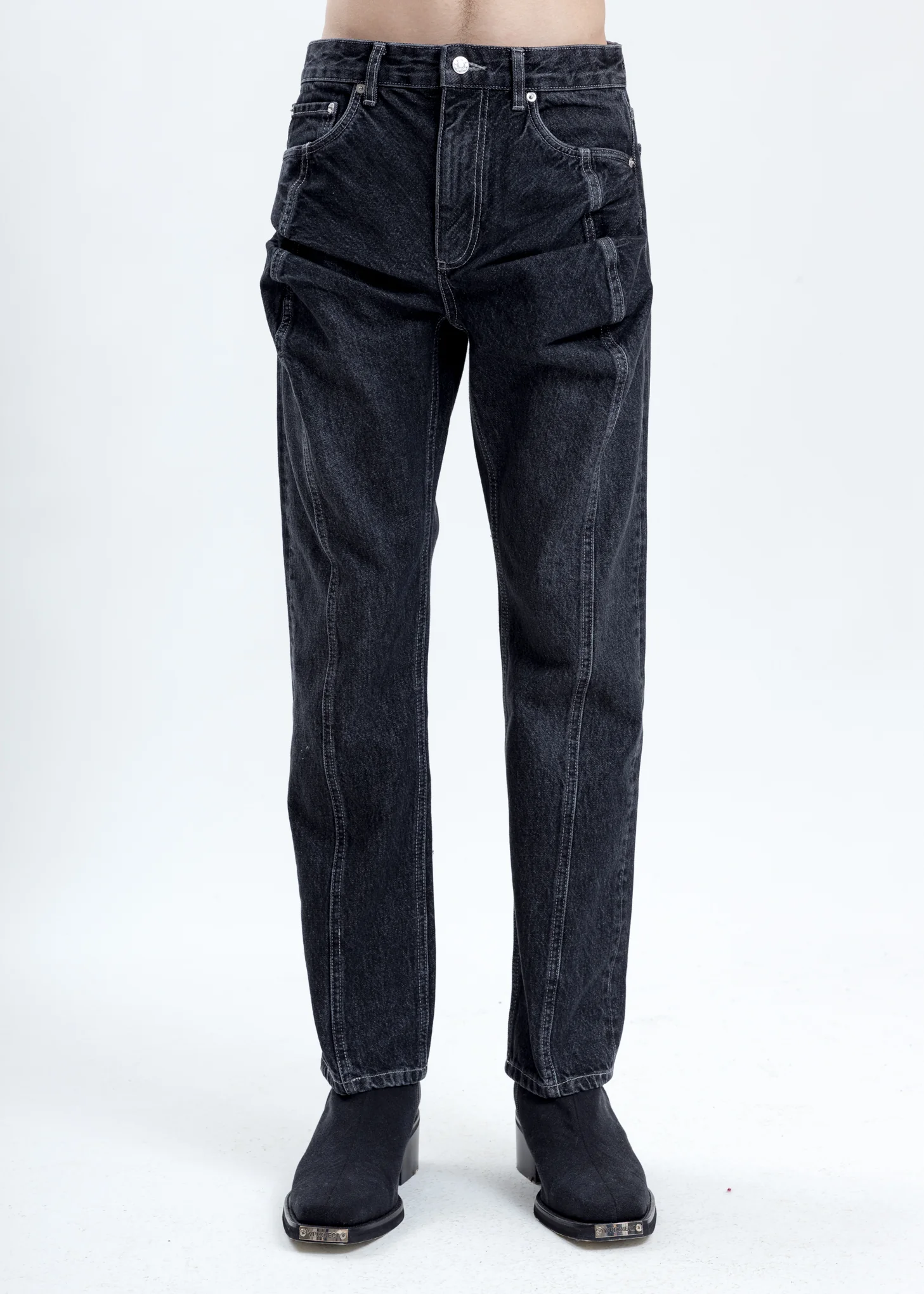 Black Ruffle Pocket Jeans