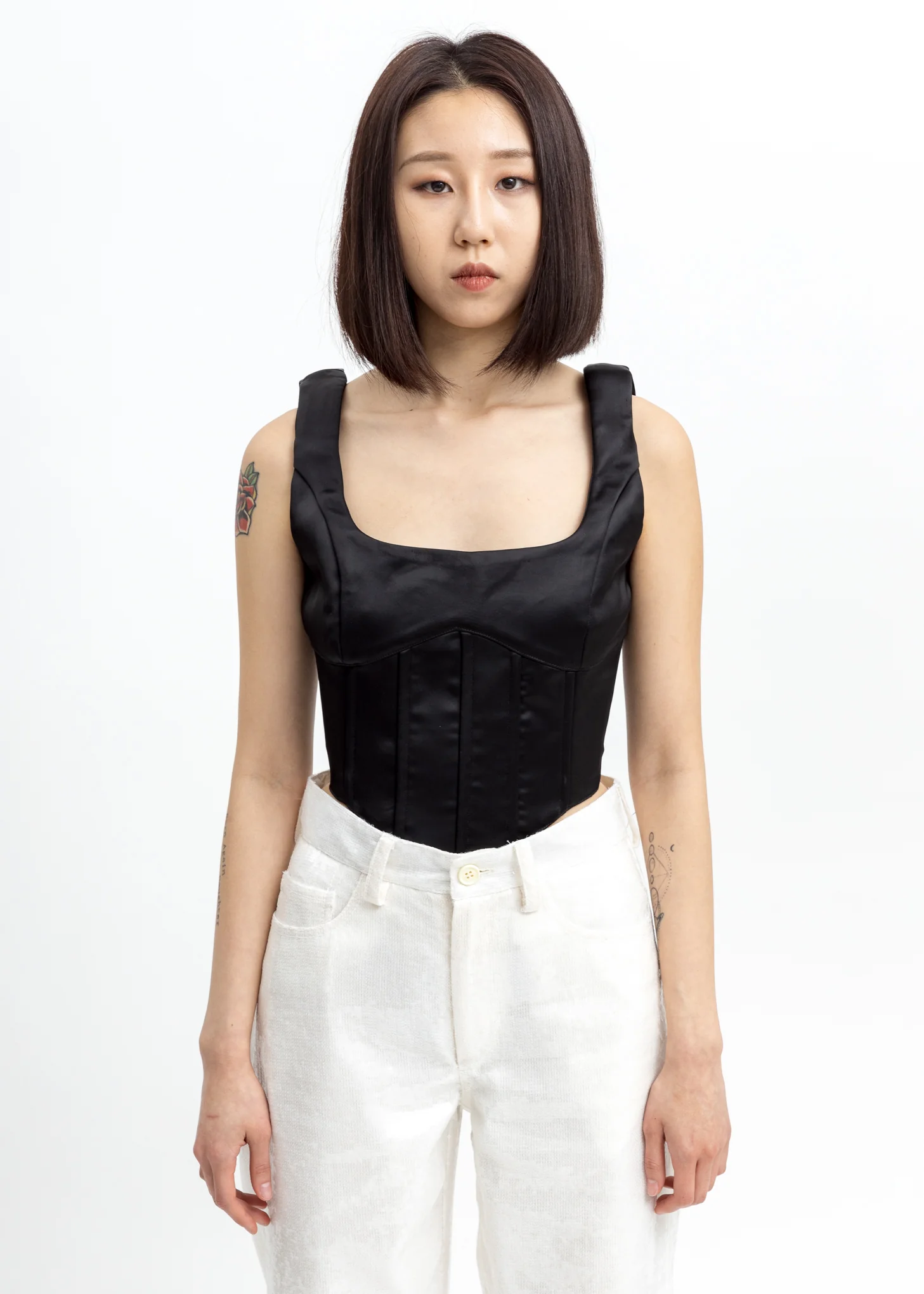 Black Satin Bustier Top