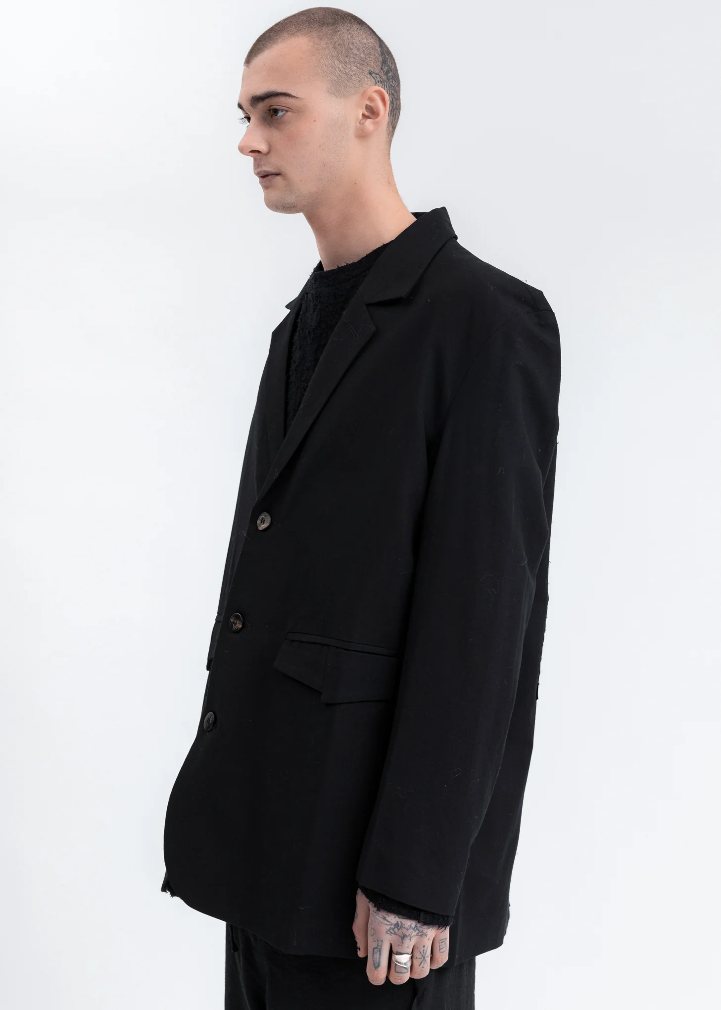 Black 'SCORE' Embroidered Patch Blazer - Image 3