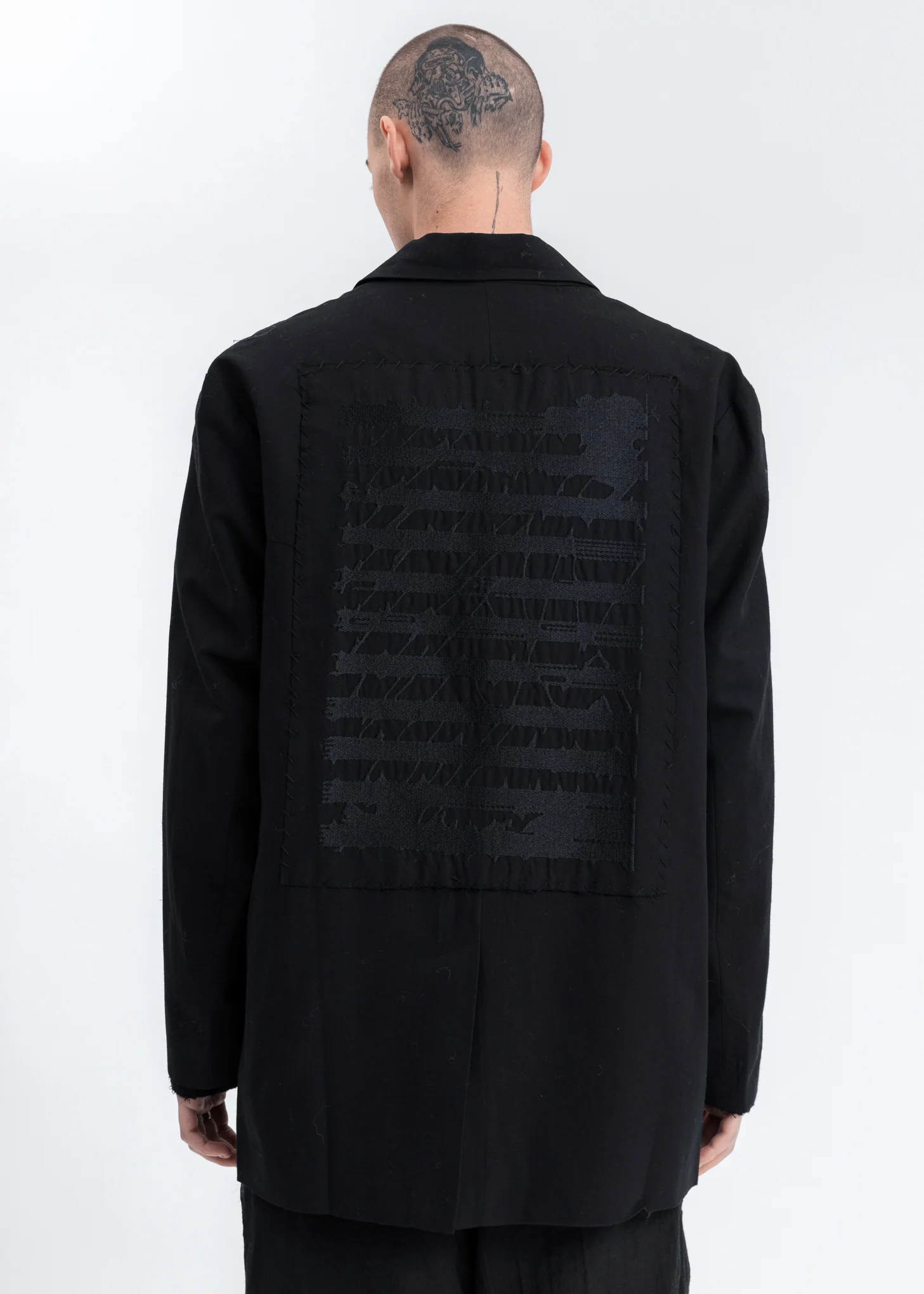 Black 'SCORE' Embroidered Patch Blazer - Image 4