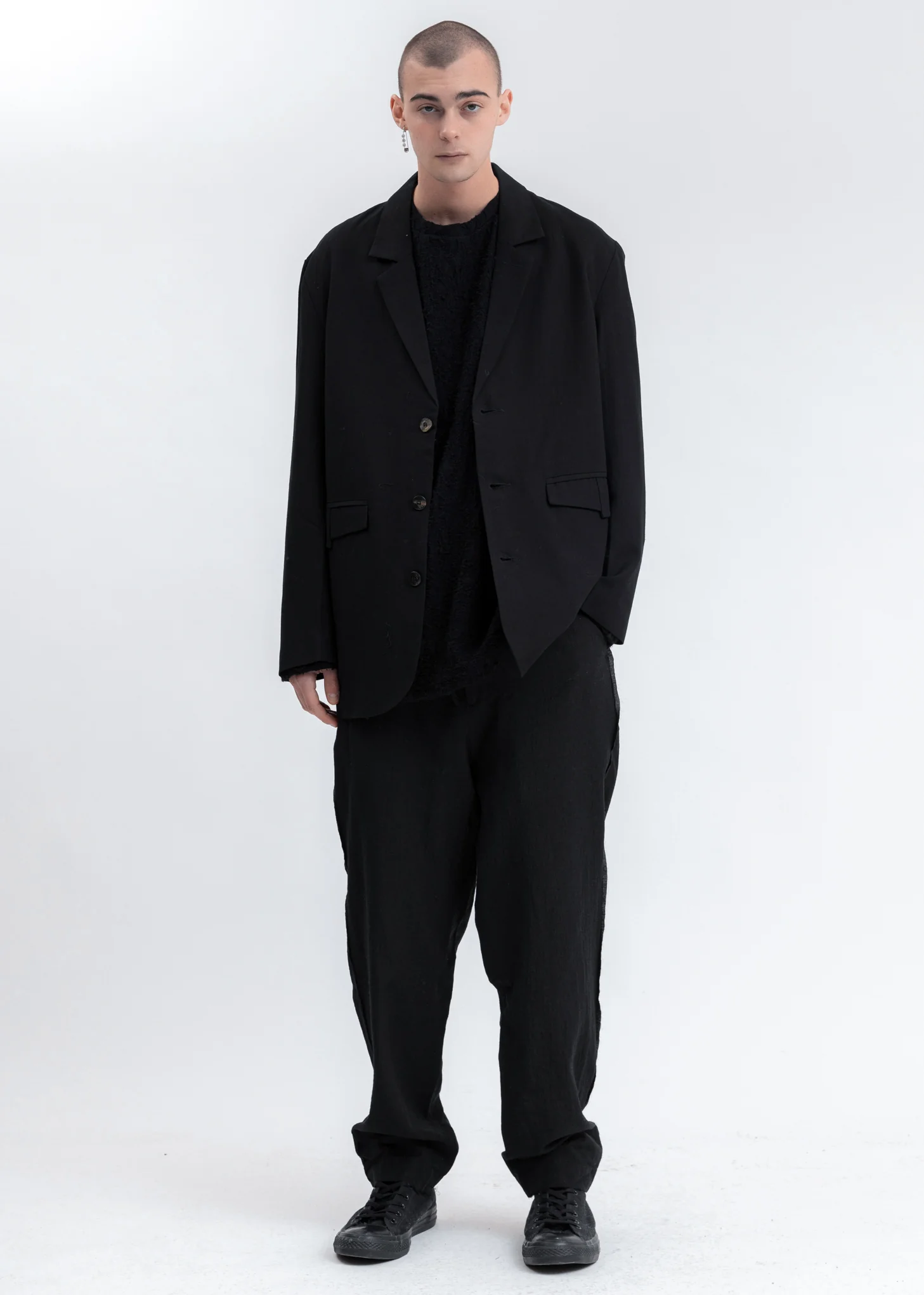 Black 'SCORE' Embroidered Patch Blazer - Image 5
