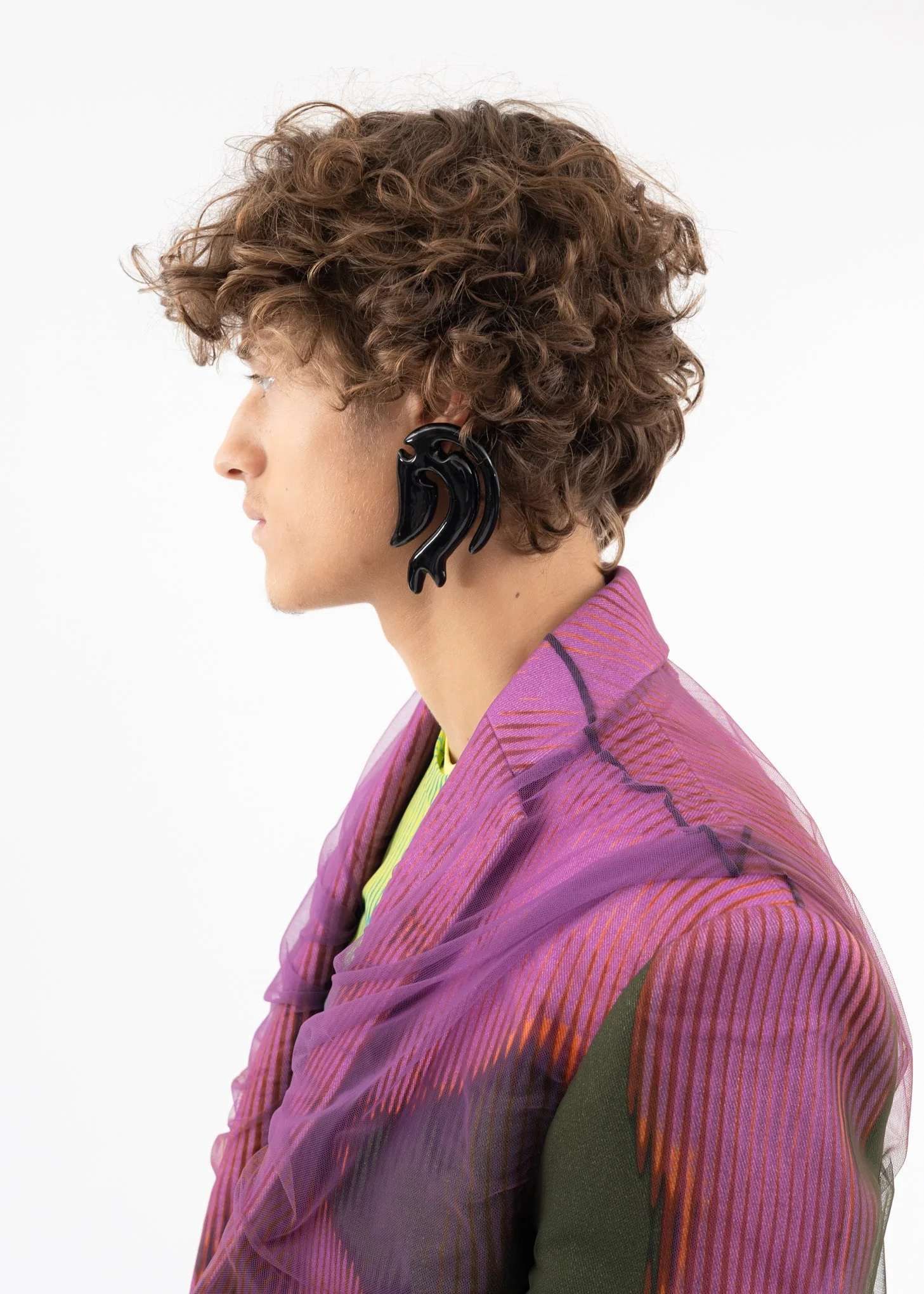 BLACK SCULPTED EARRING -Single - Image 6