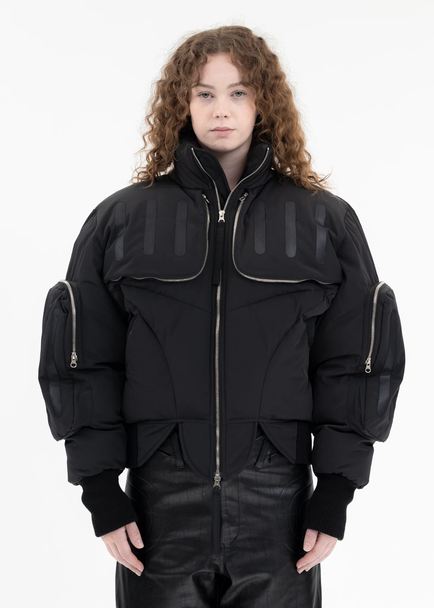 BLACK SEAM-SEALED DOUBLE FLIGHT JACKET