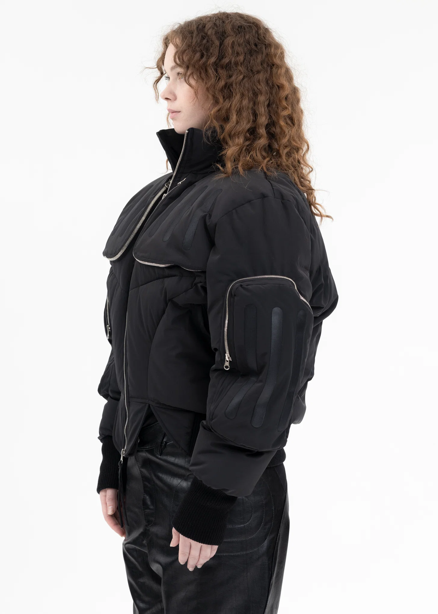 BLACK SEAM-SEALED DOUBLE FLIGHT JACKET - Image 3