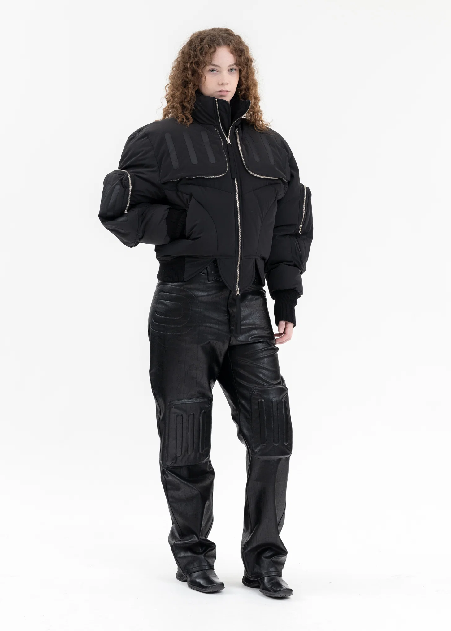 BLACK SEAM-SEALED DOUBLE FLIGHT JACKET - Image 5