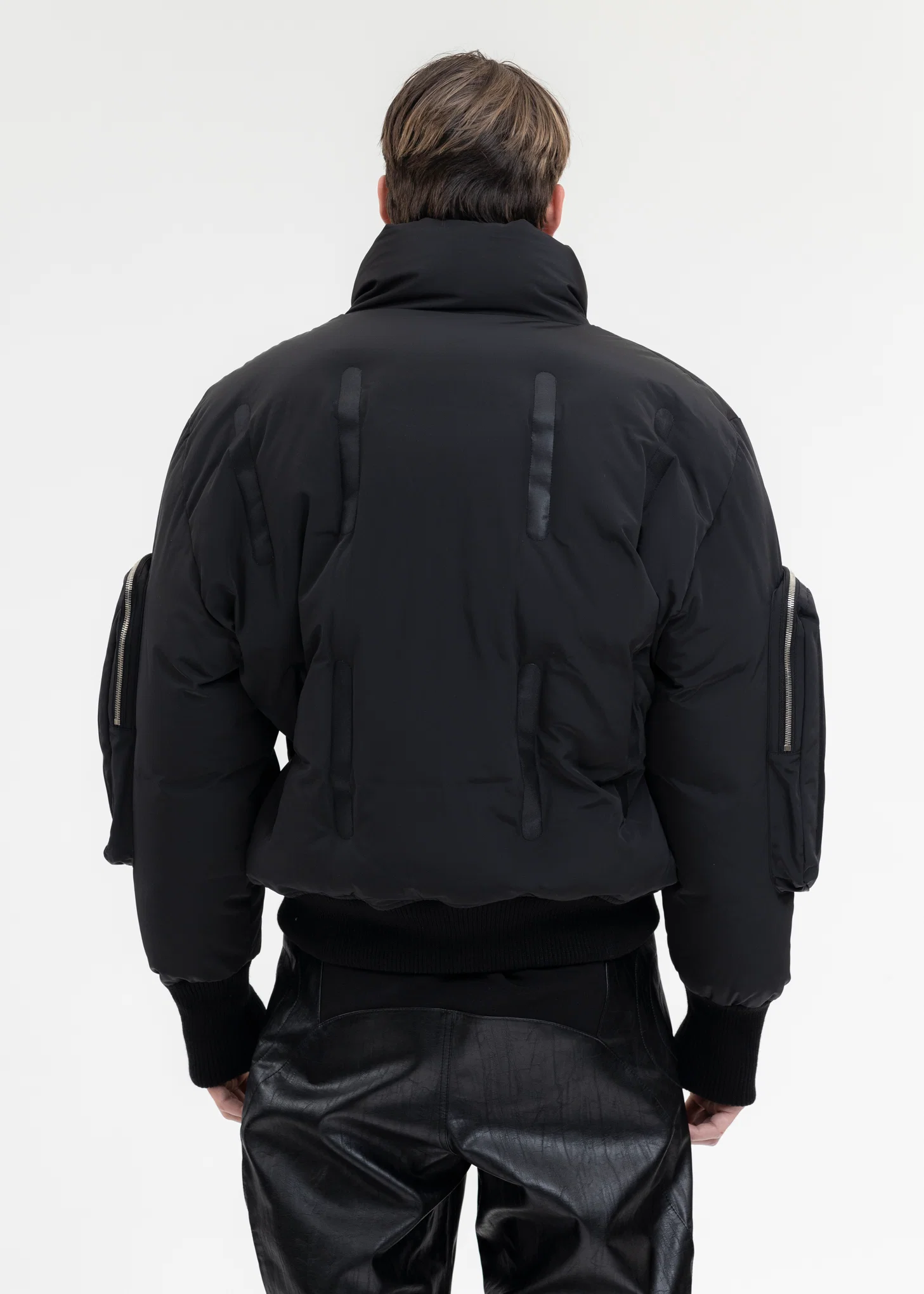 BLACK SEAM-SEALED DOUBLE FLIGHT JACKET - Image 2