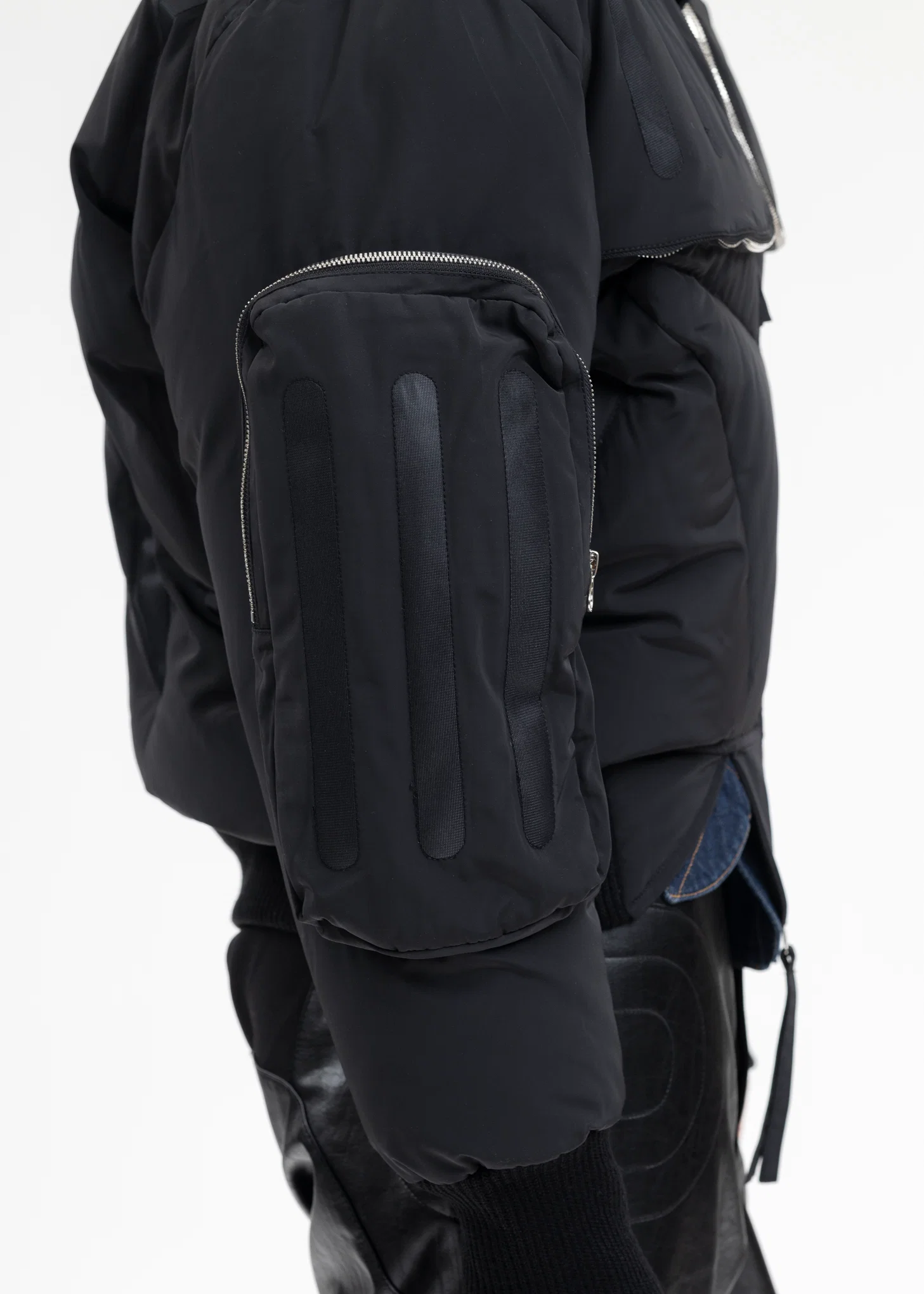 BLACK SEAM-SEALED DOUBLE FLIGHT JACKET - Image 4