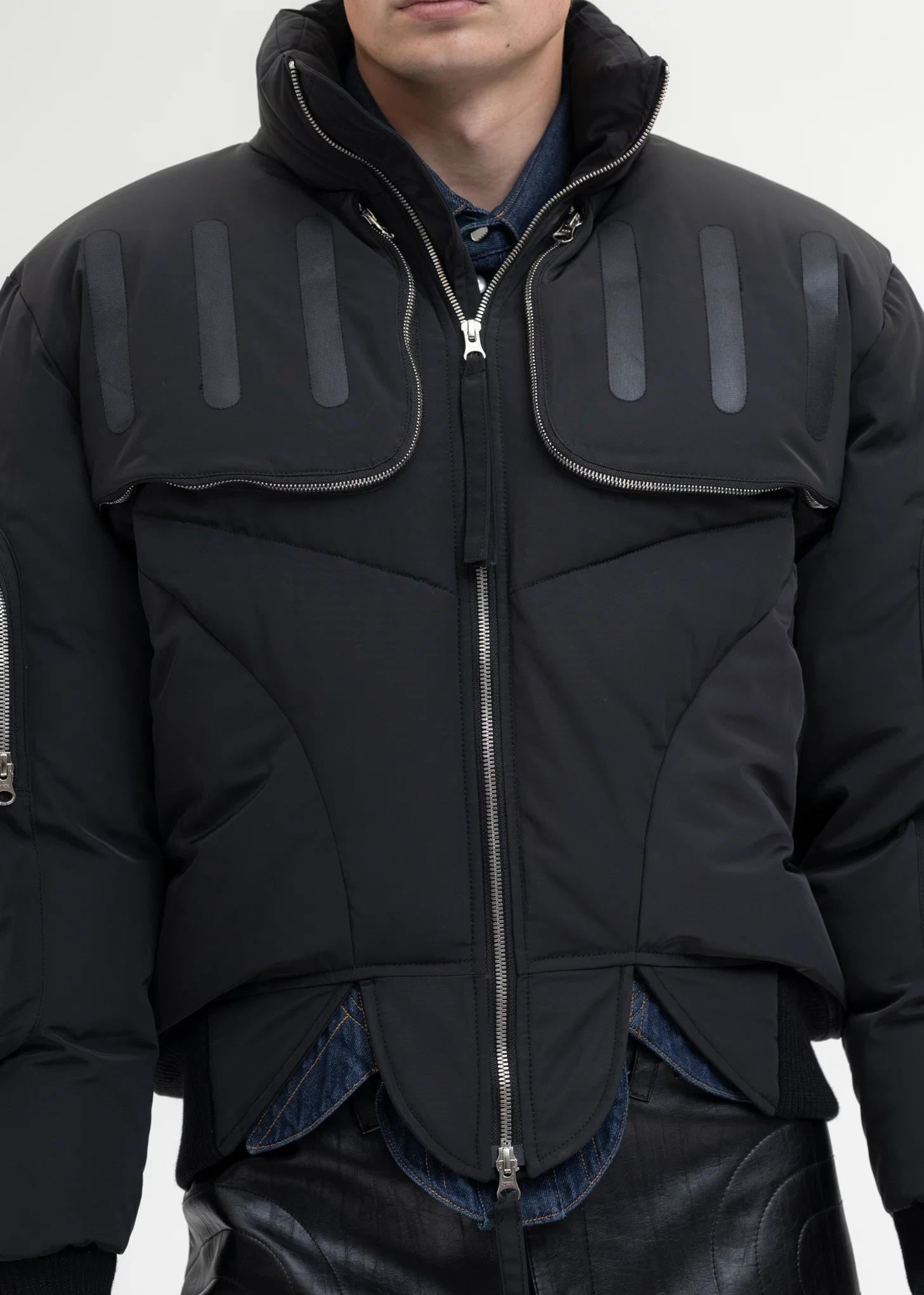BLACK SEAM-SEALED DOUBLE FLIGHT JACKET - Image 5