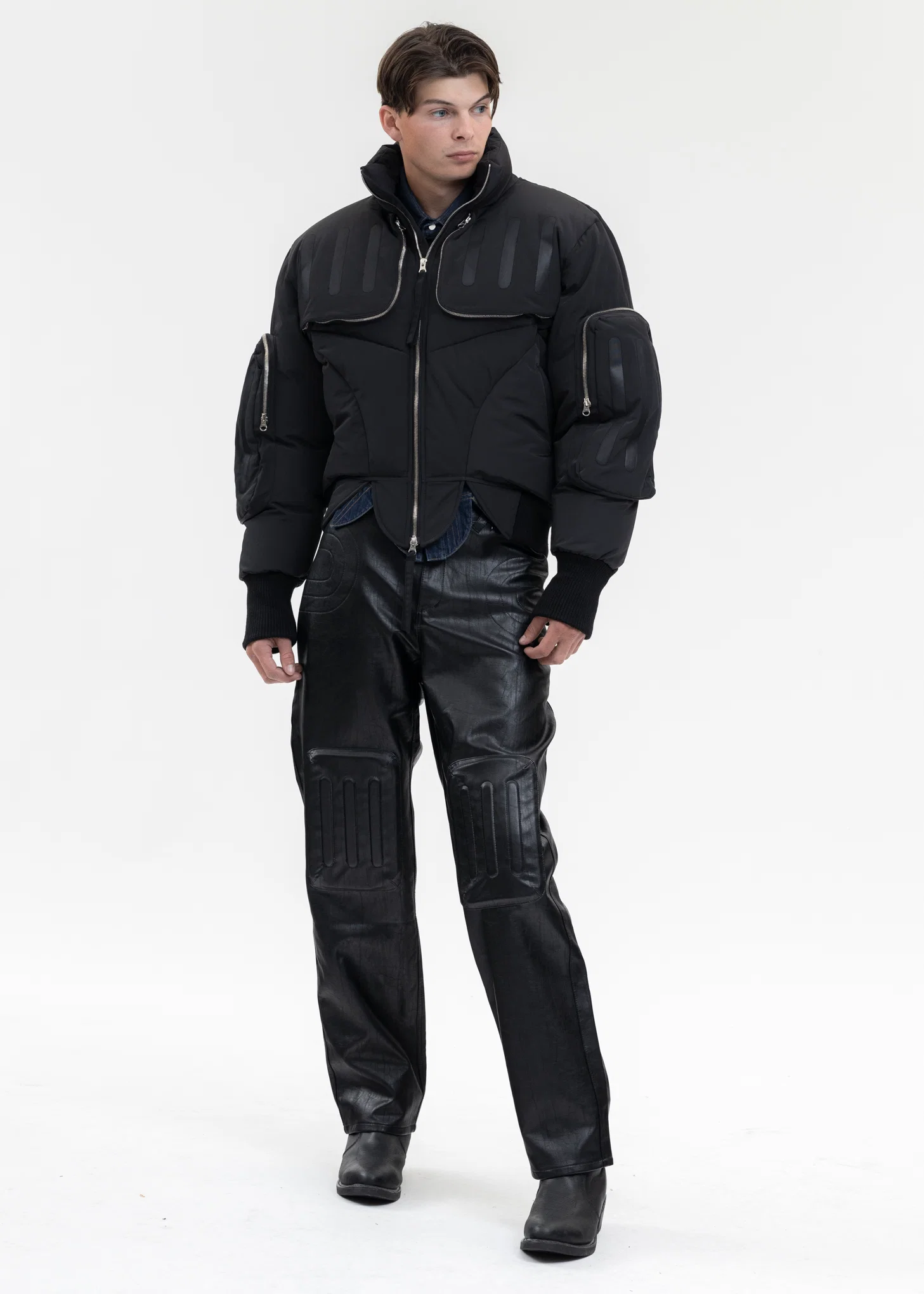 BLACK SEAM-SEALED DOUBLE FLIGHT JACKET - Image 7