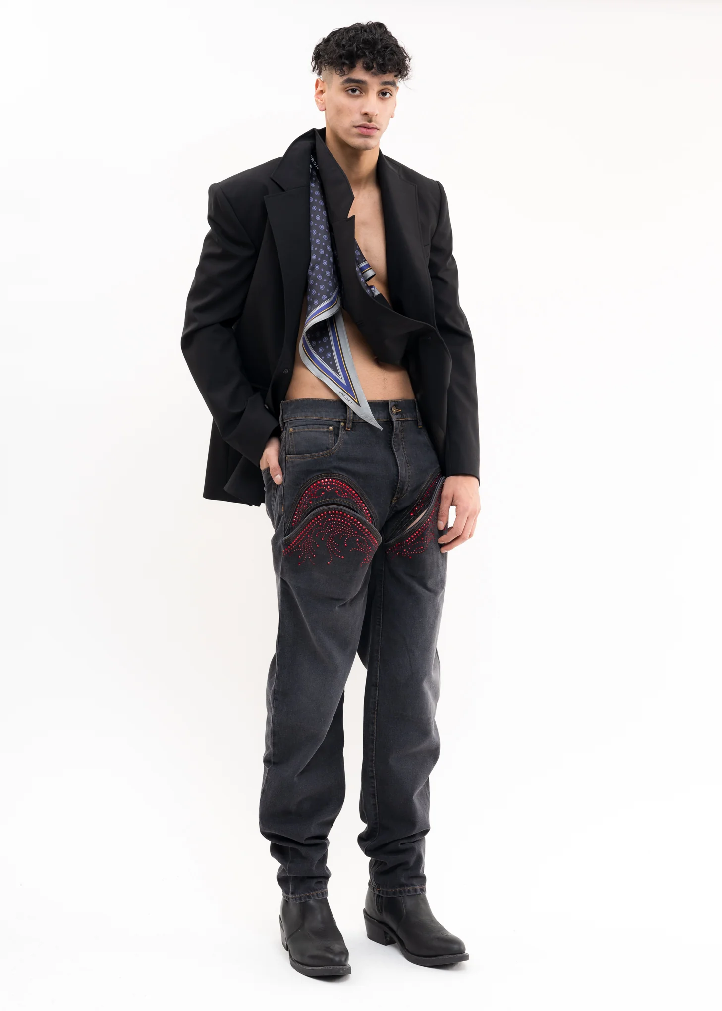 Black SECRET SCARF Blazer - Image 11