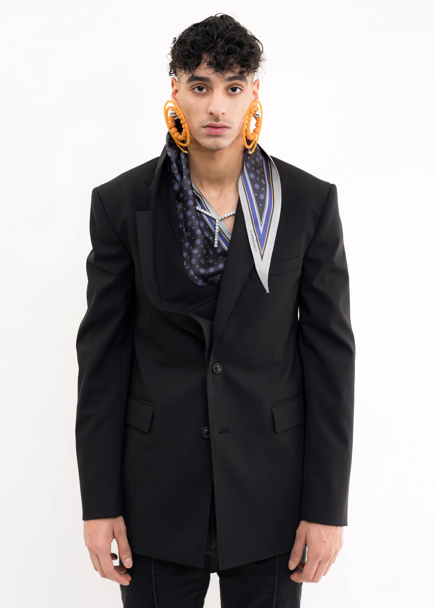 Black SECRET SCARF Blazer - Image 7