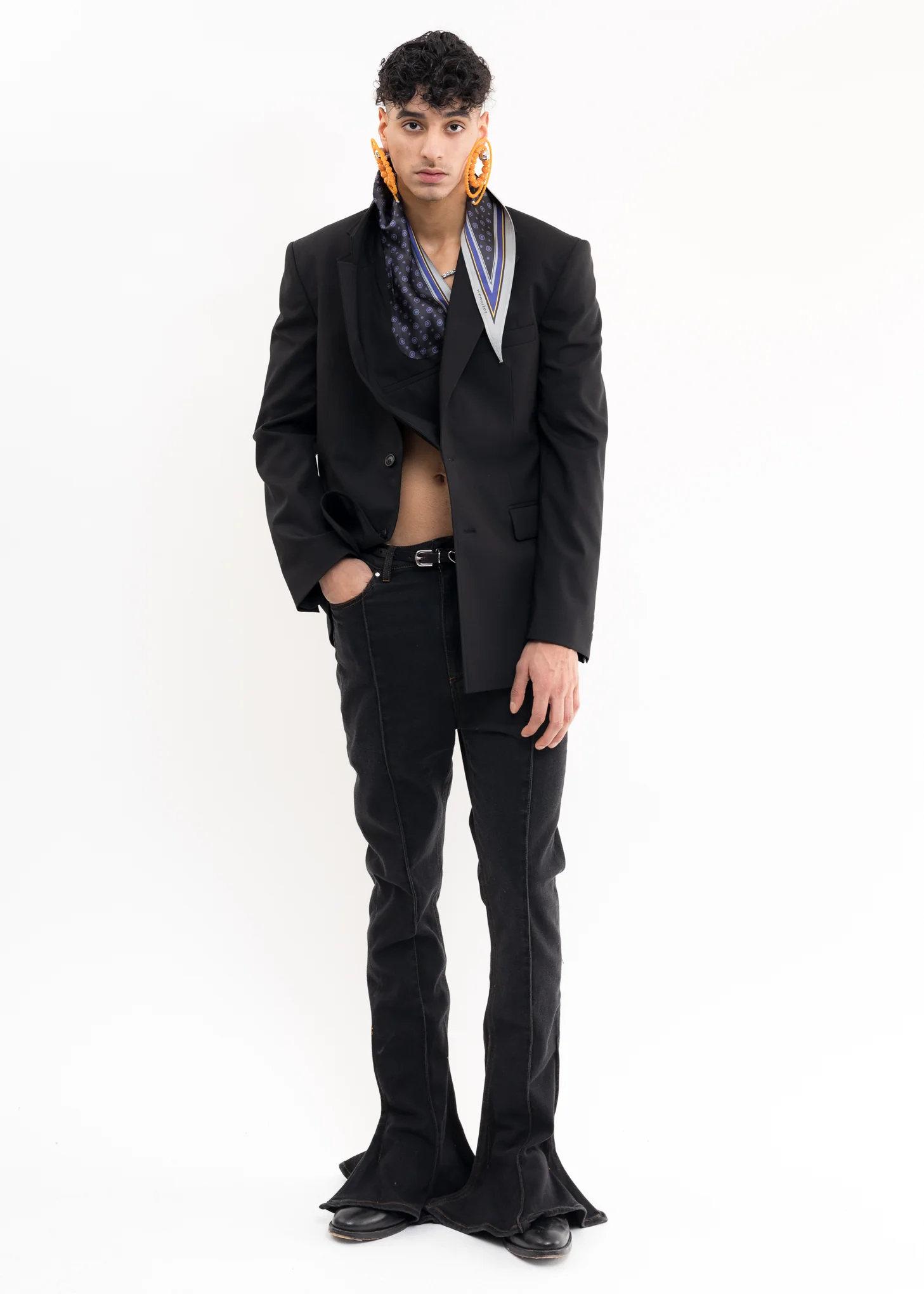 Black SECRET SCARF Blazer - Image 9