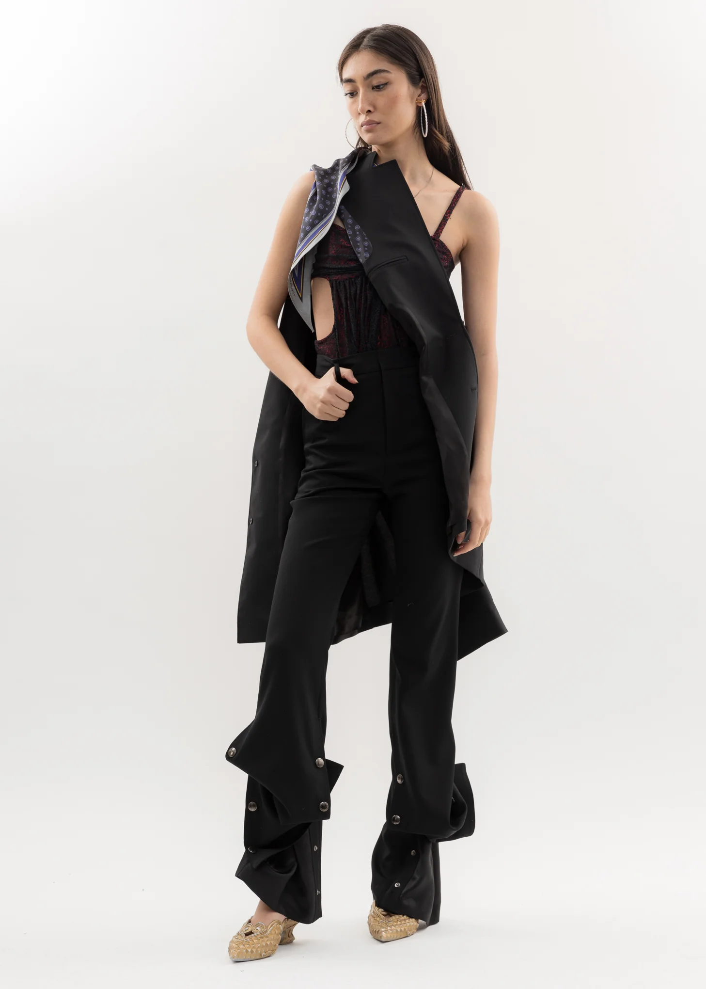 Black SECRET SCARF Blazer - Image 11