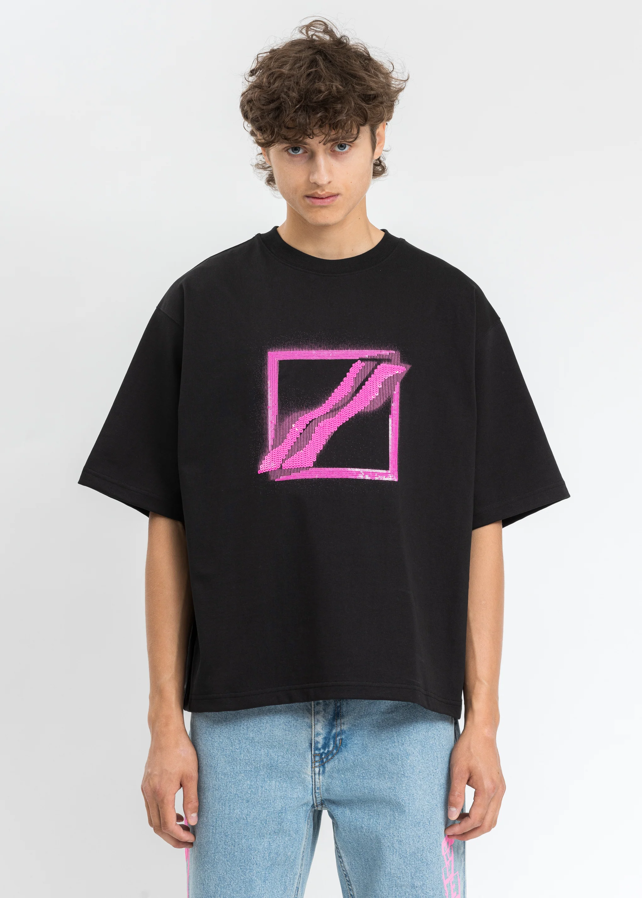 Black Sequins Logo T-Shirt