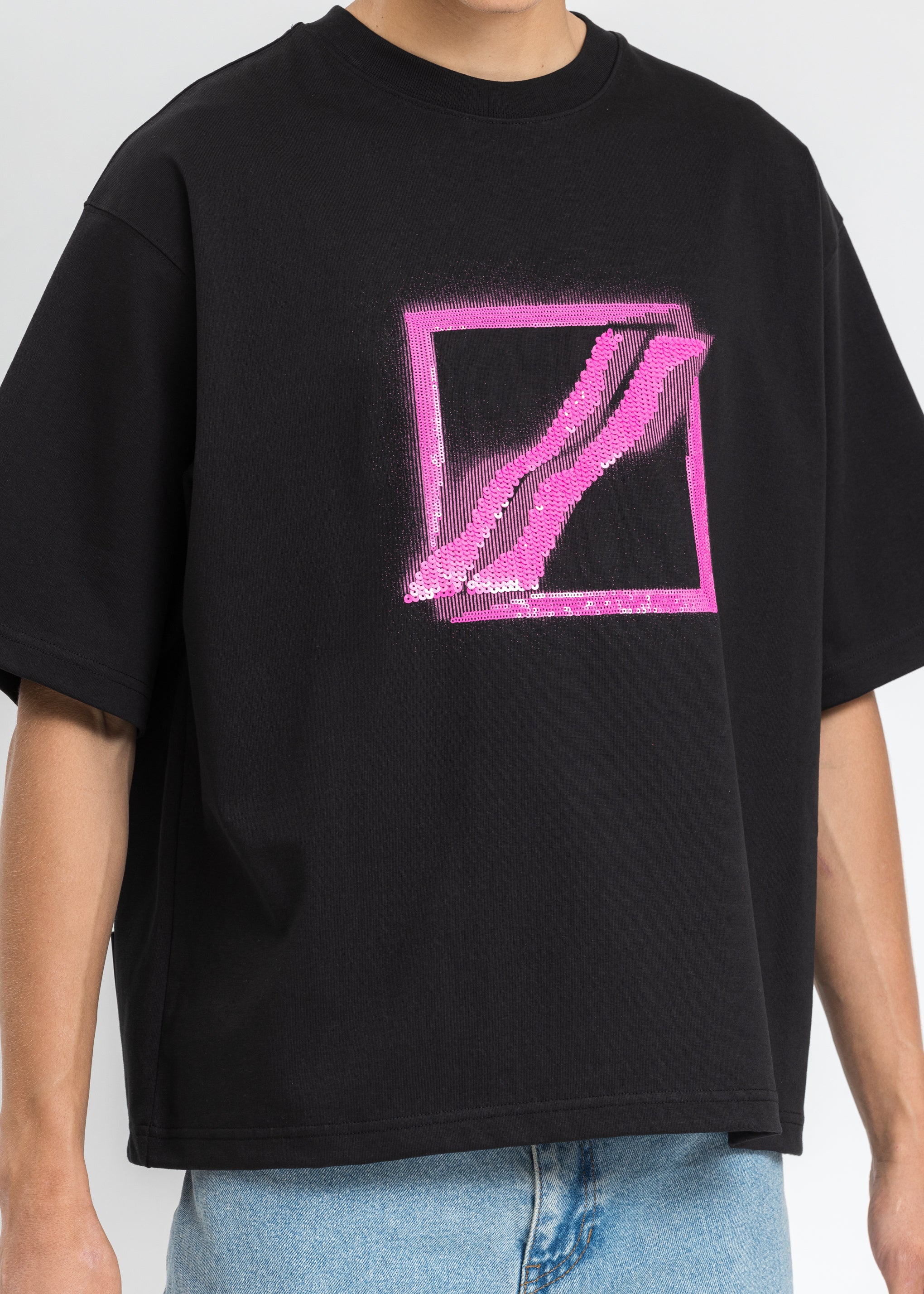Black Sequins Logo T-Shirt - Image 2