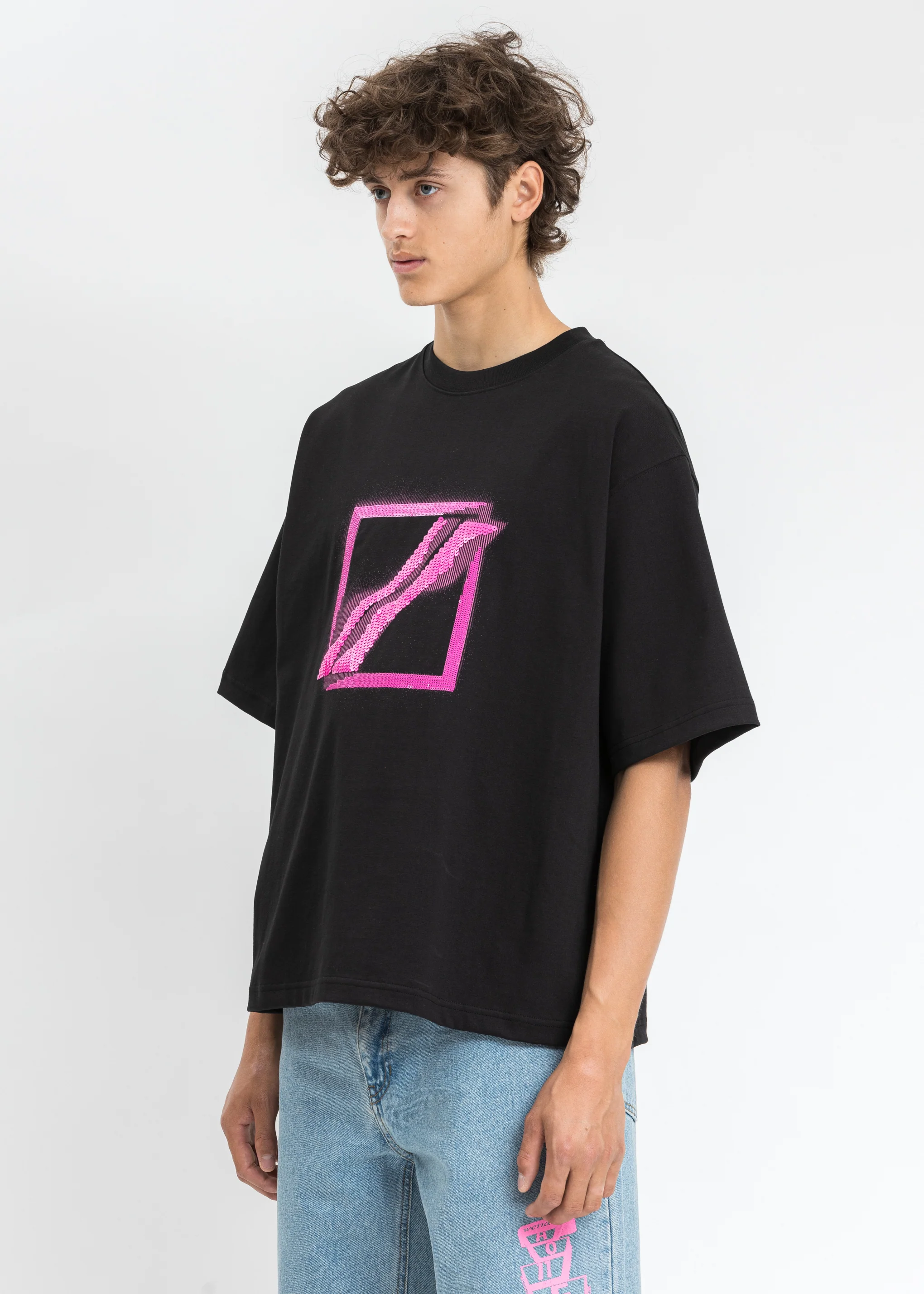 Black Sequins Logo T-Shirt - Image 3