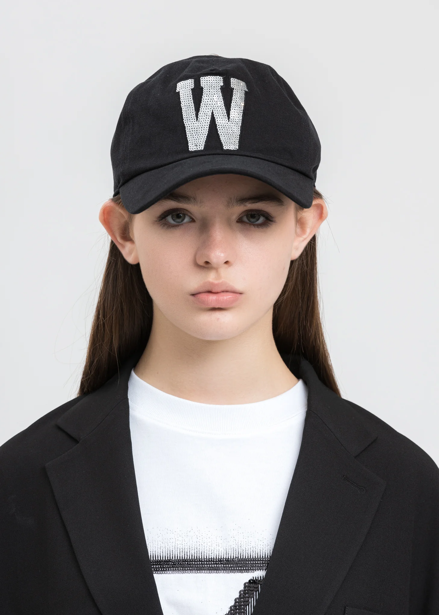 Black Sequins Patch Embroidered Cap