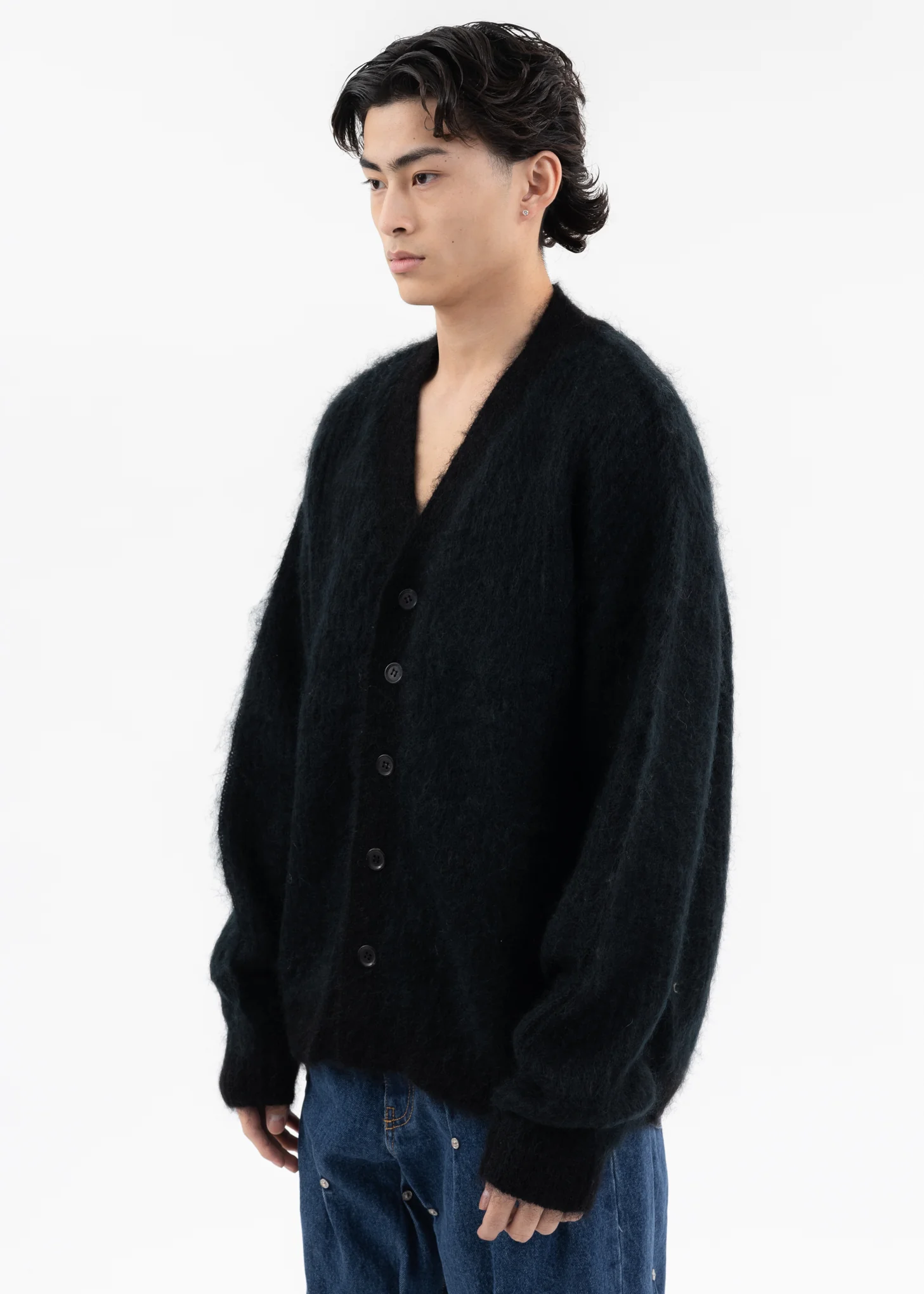 Black SHAGGY KNIT CARDIGAN - Image 3
