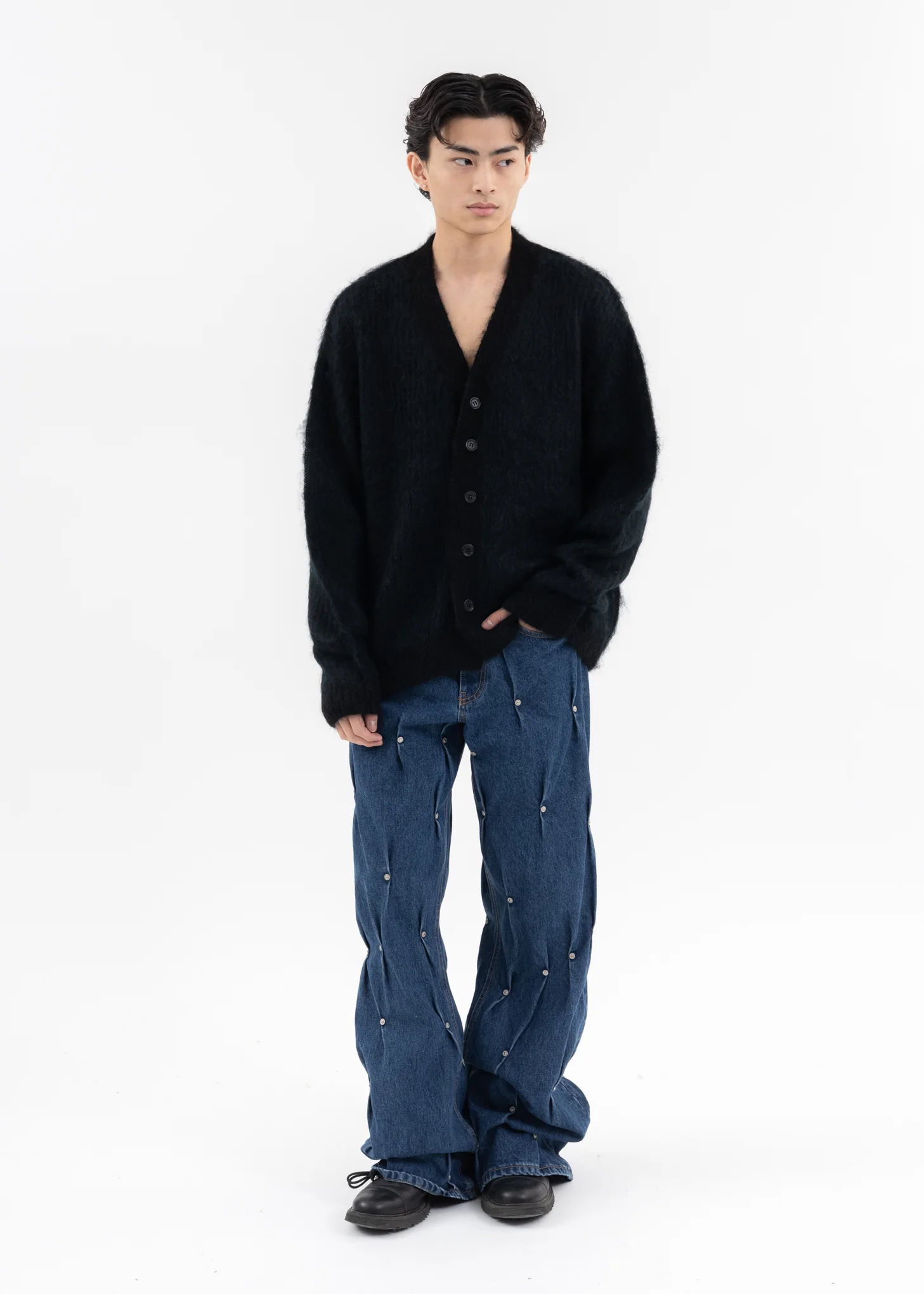 Black SHAGGY KNIT CARDIGAN - Image 5