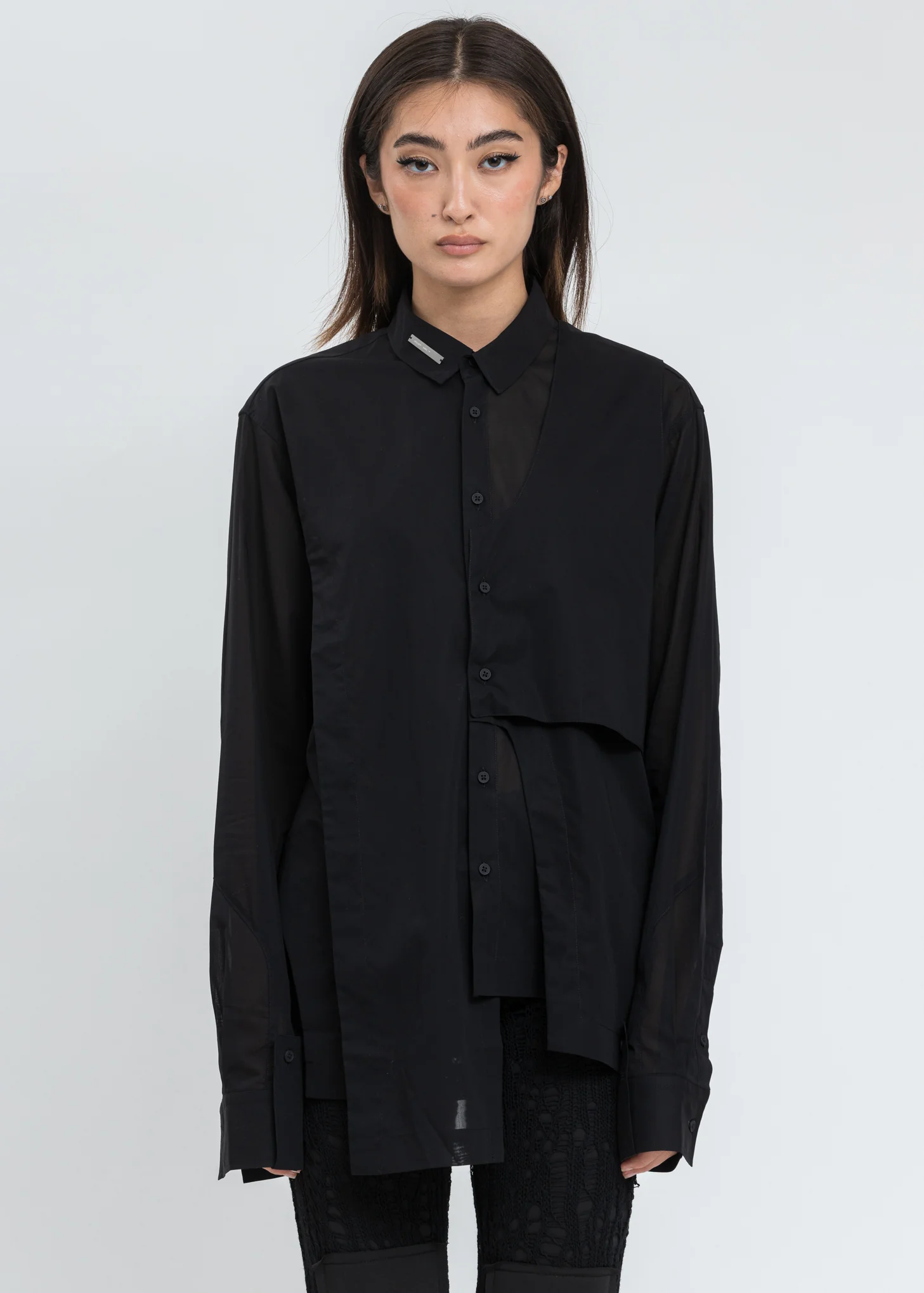 Black Sheer Layered Shirt