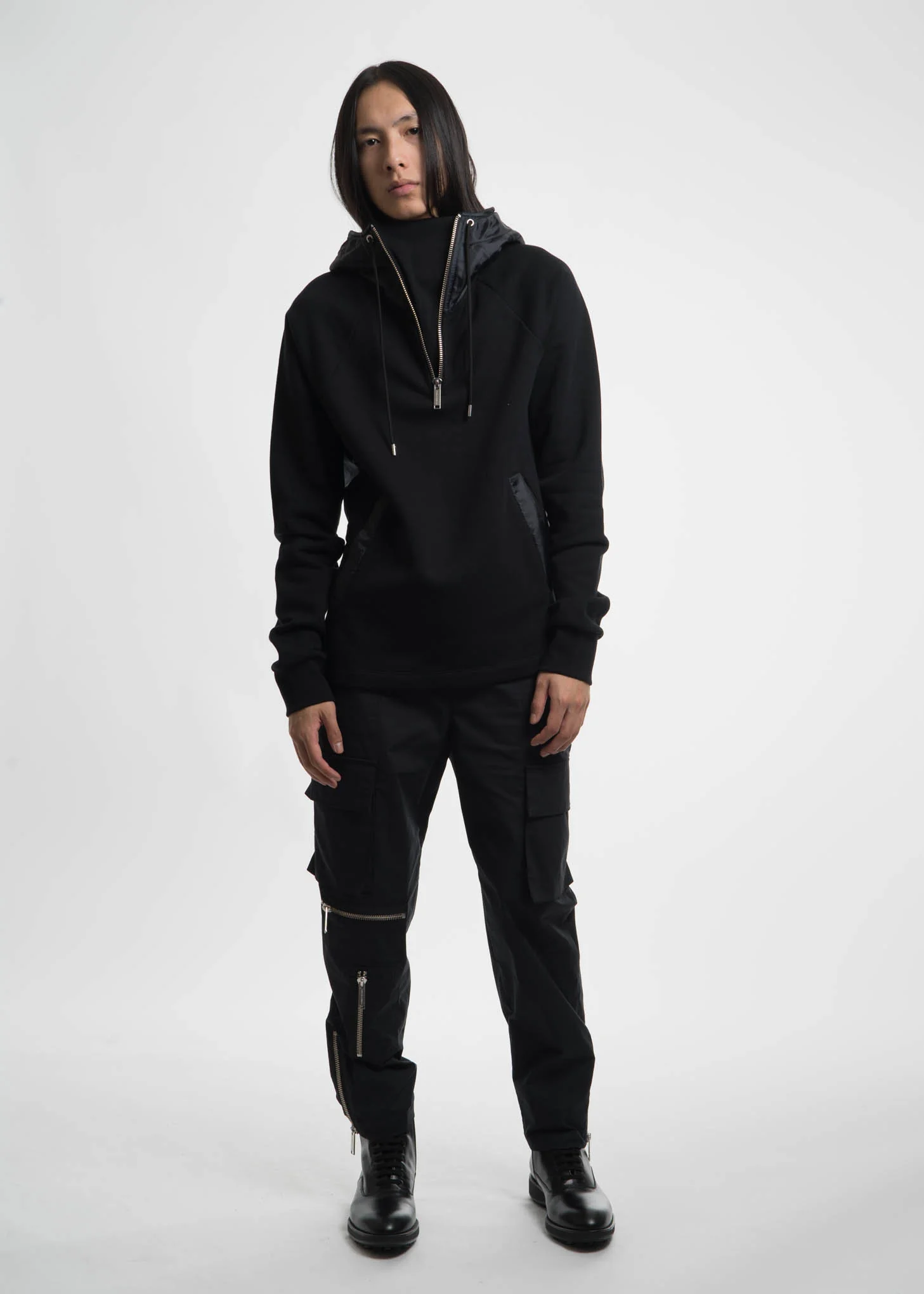 Black Shepp High Collar Hoodie w/ Nylon - Image 7