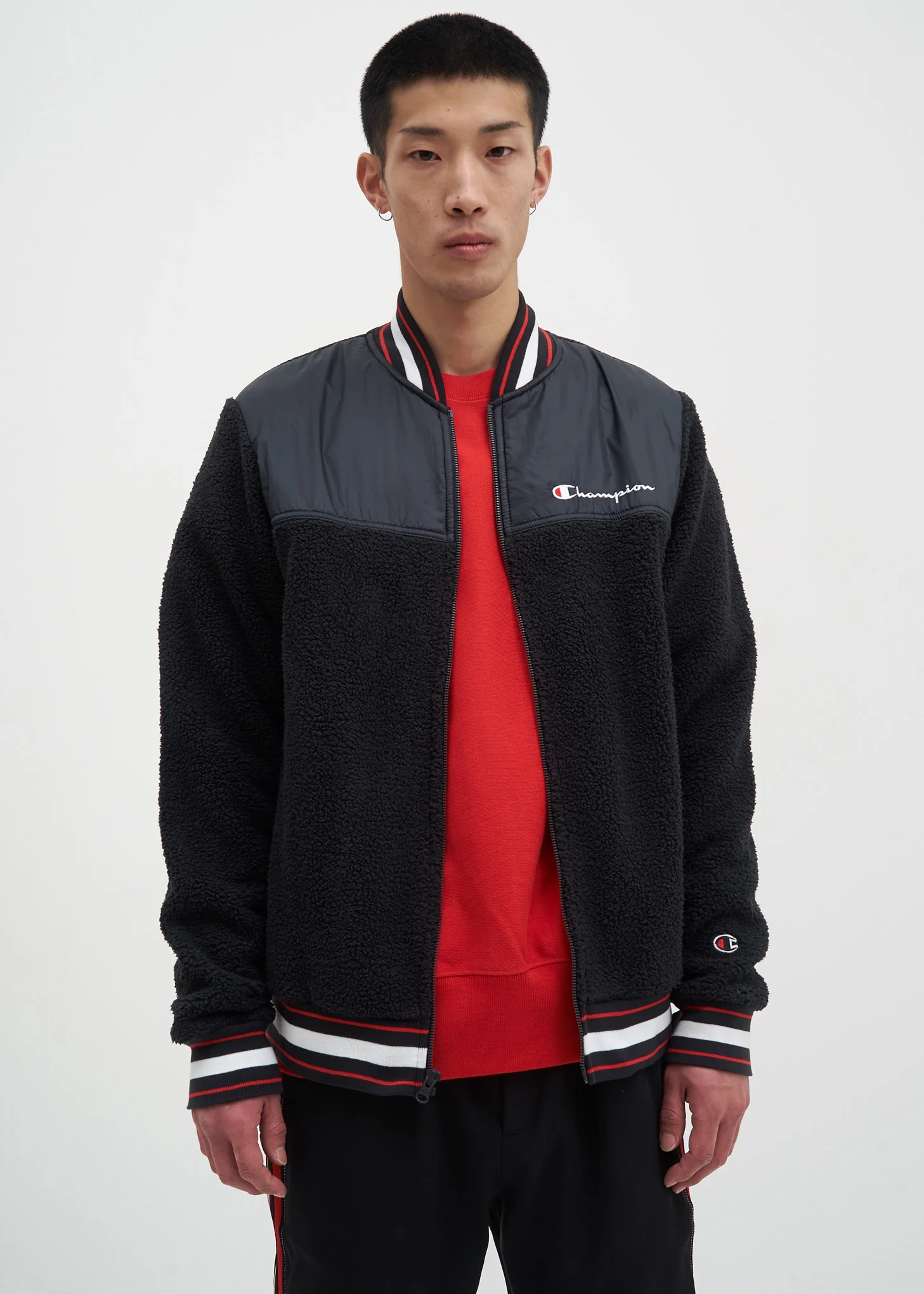 Black Sherpa Baseball Jacket
