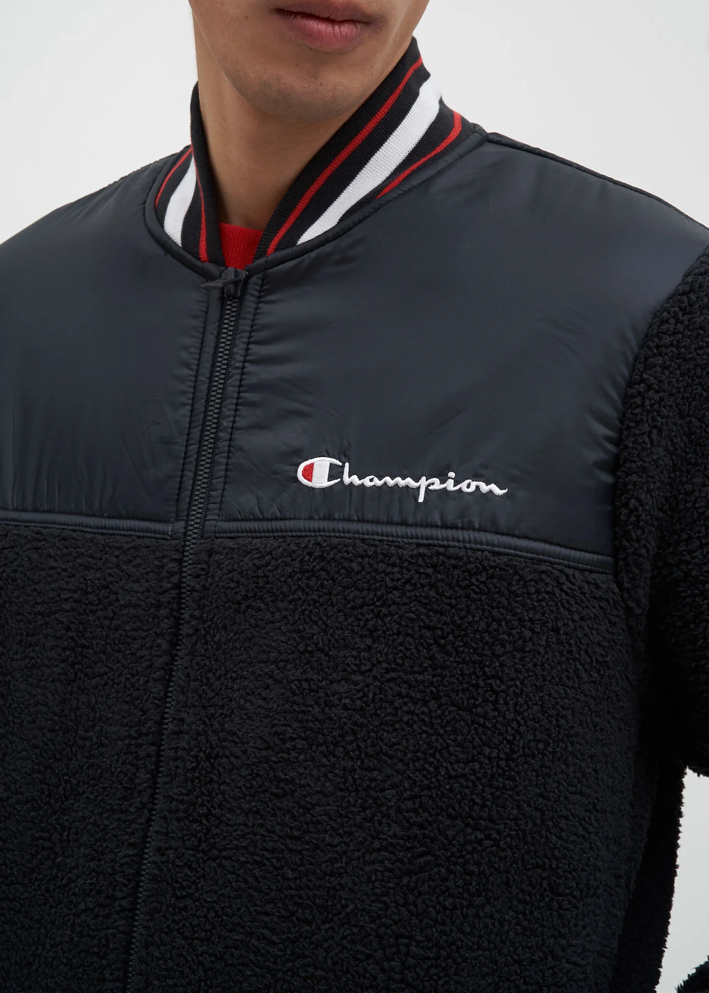 Black Sherpa Baseball Jacket - Image 2