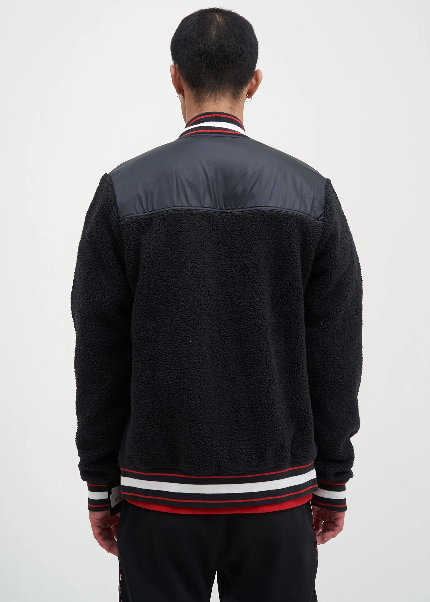 Black Sherpa Baseball Jacket - Image 3