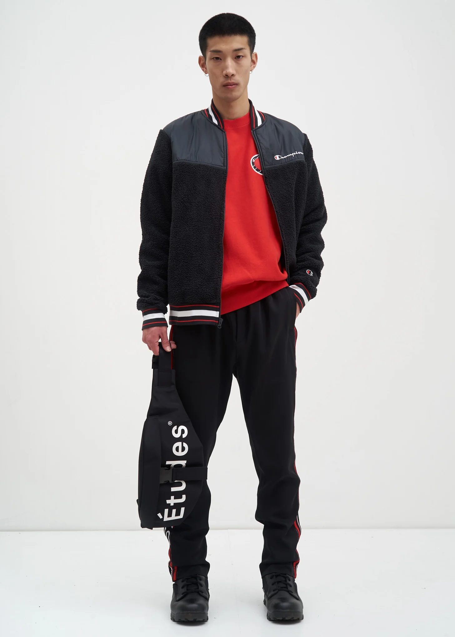 Black Sherpa Baseball Jacket - Image 6