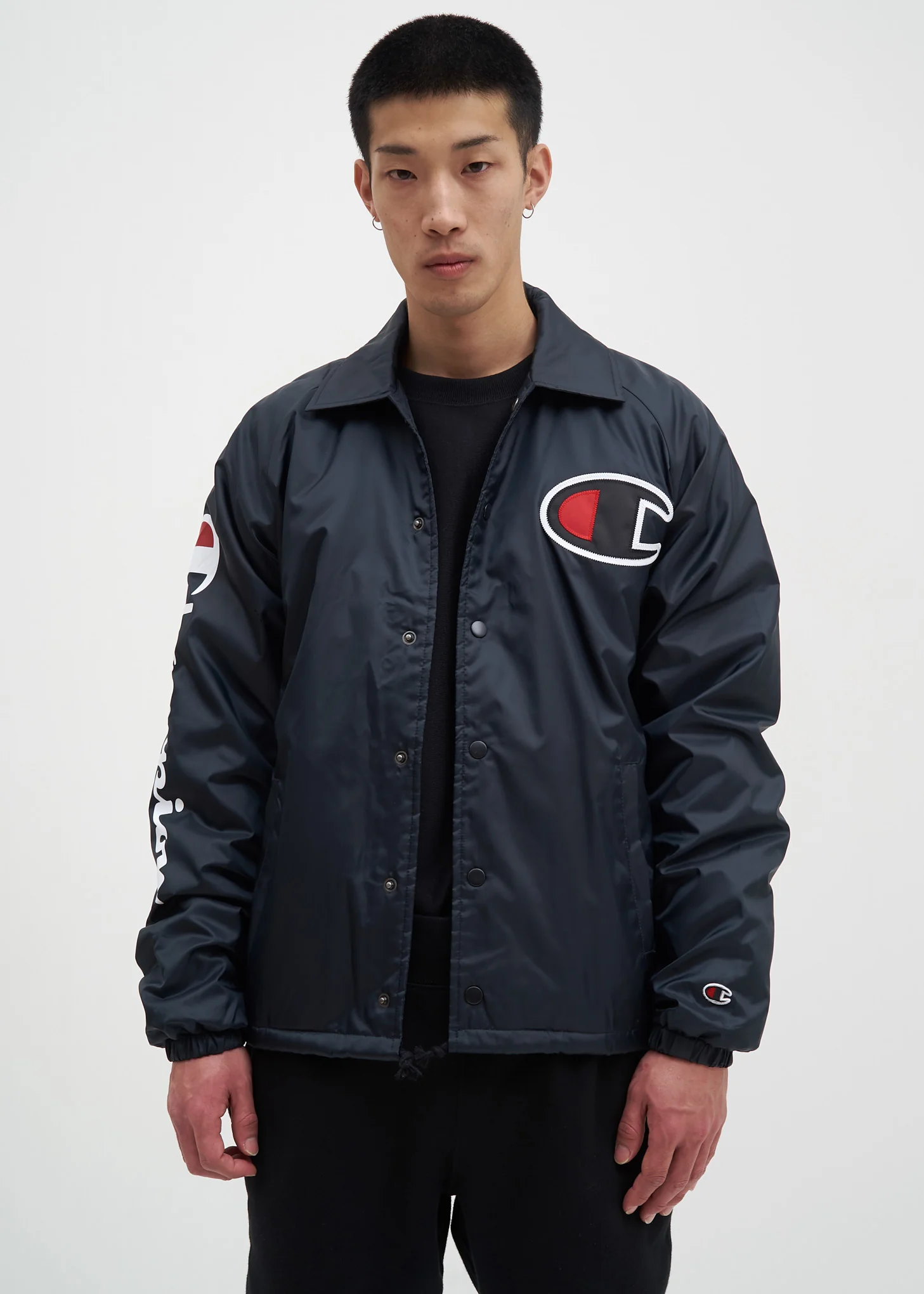 Black Sherpa Lined Coach Jacket - Image 3