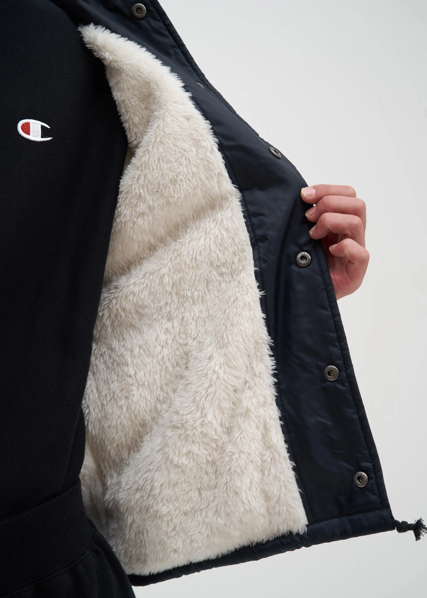 Black Sherpa Lined Coach Jacket - Image 6