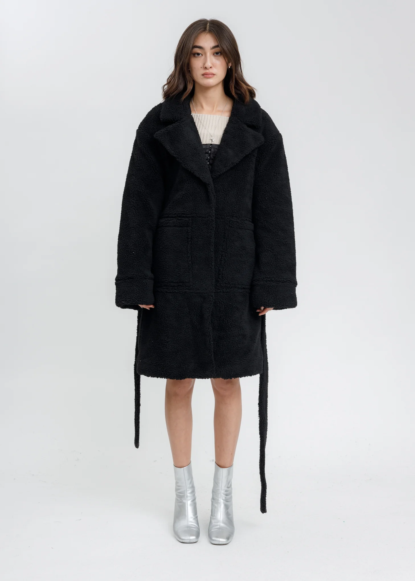 Black Sherpa Teddy Coat - Image 4