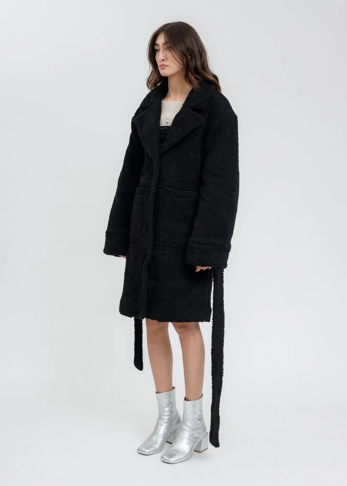 Black Sherpa Teddy Coat - Image 5