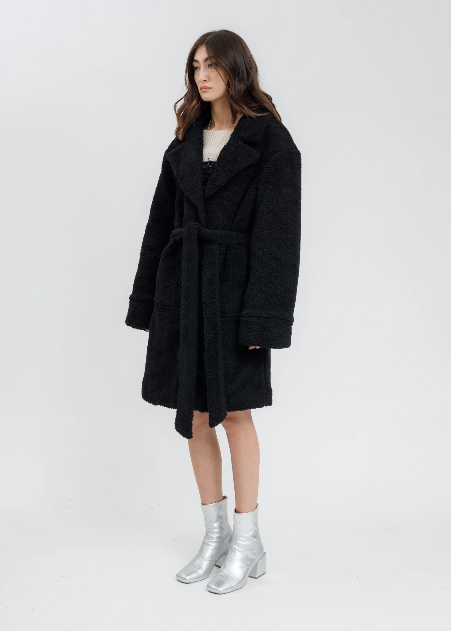 Black Sherpa Teddy Coat - Image 6