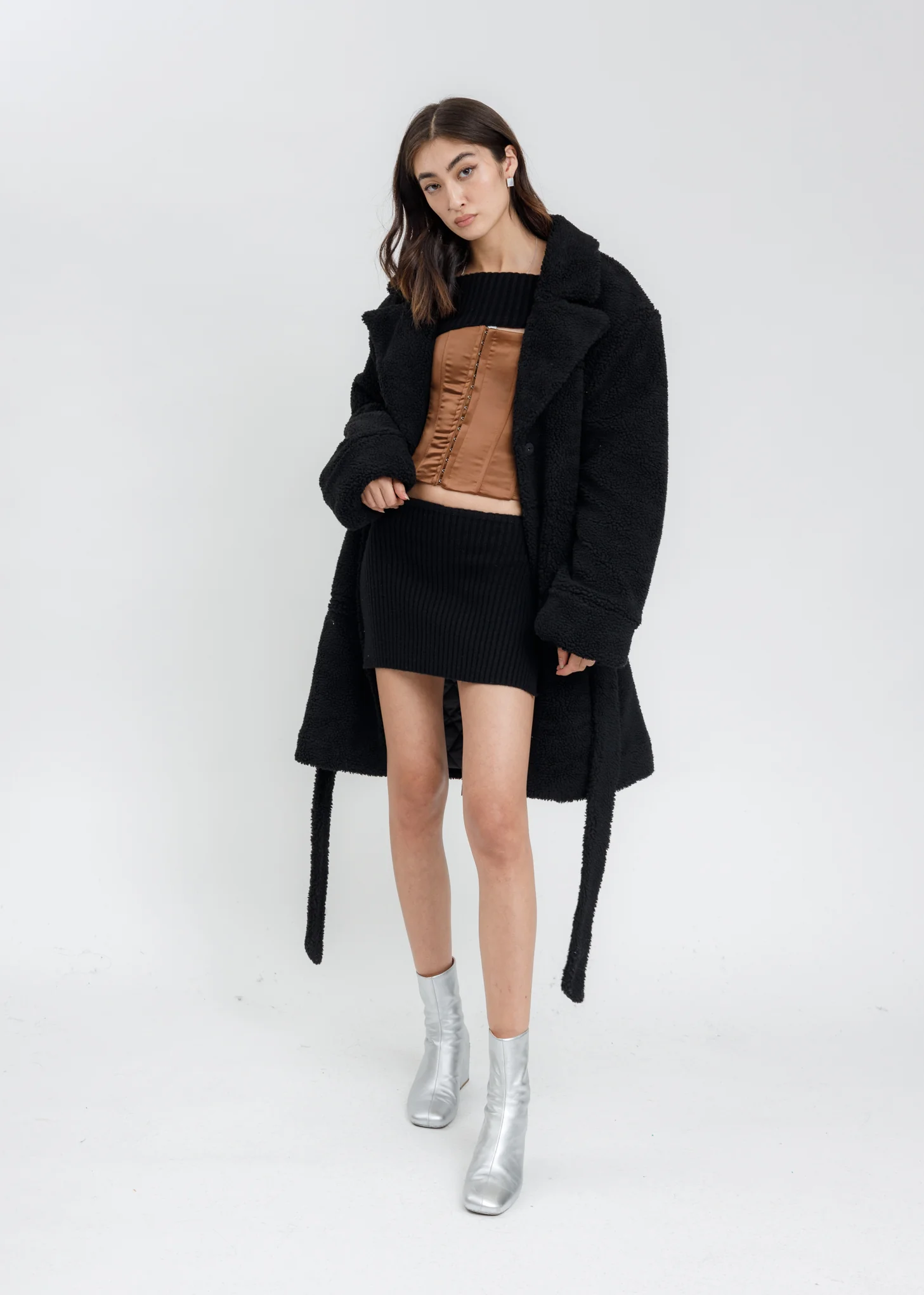 Black Sherpa Teddy Coat - Image 8