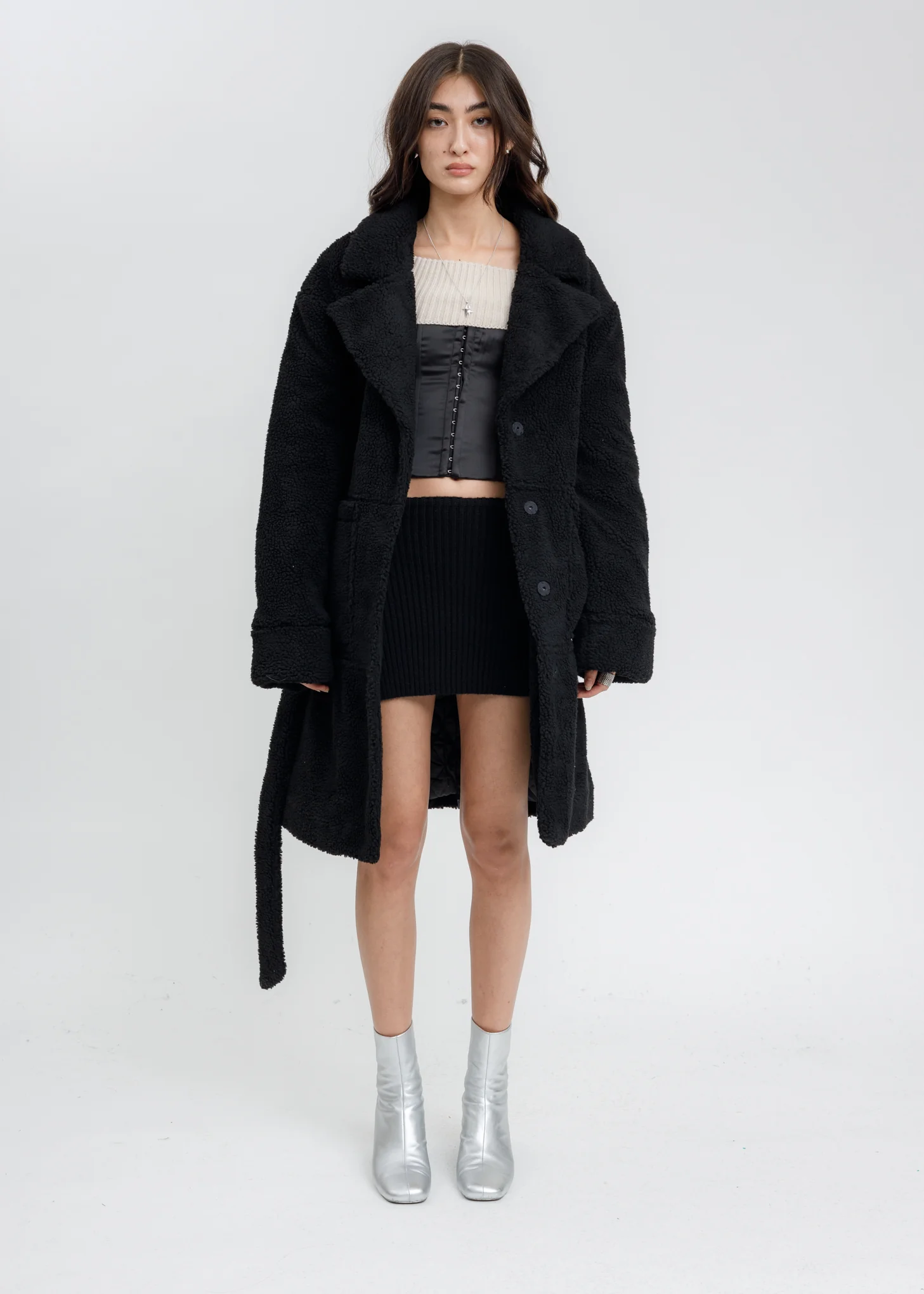 Black Sherpa Teddy Coat - Image 9