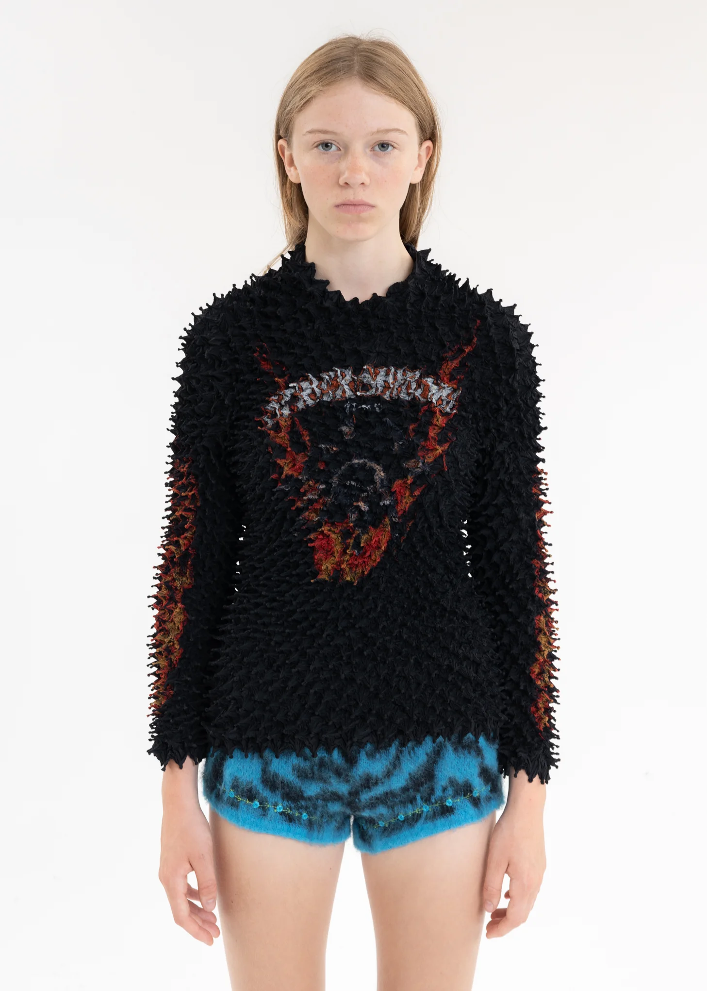 Black “SHIBORI” FIRE PRINT LONG SLEEVE T-SHIRT