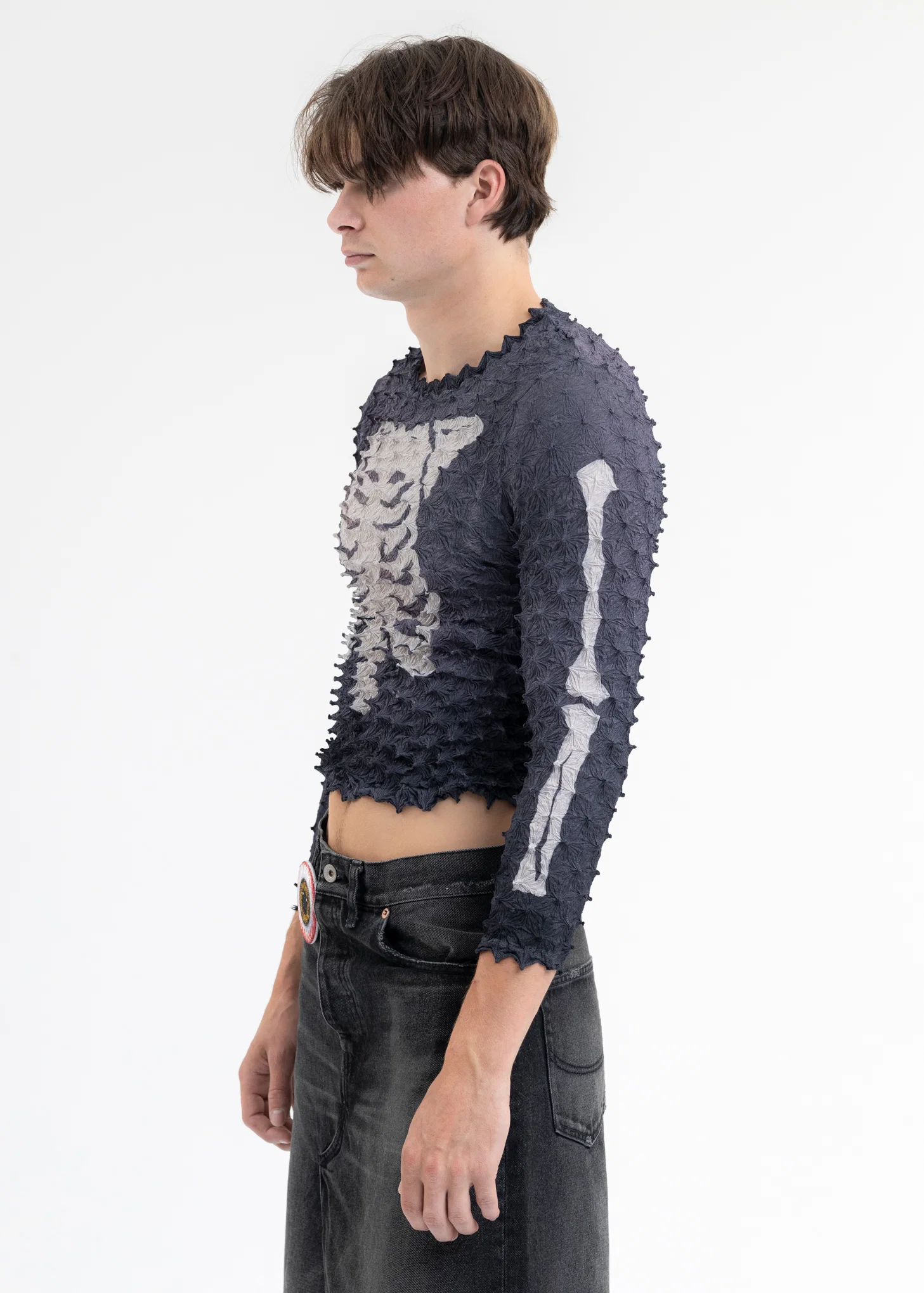 BLACK "SHIBORI" LONG SLEEVE T-SHIRT - Image 3