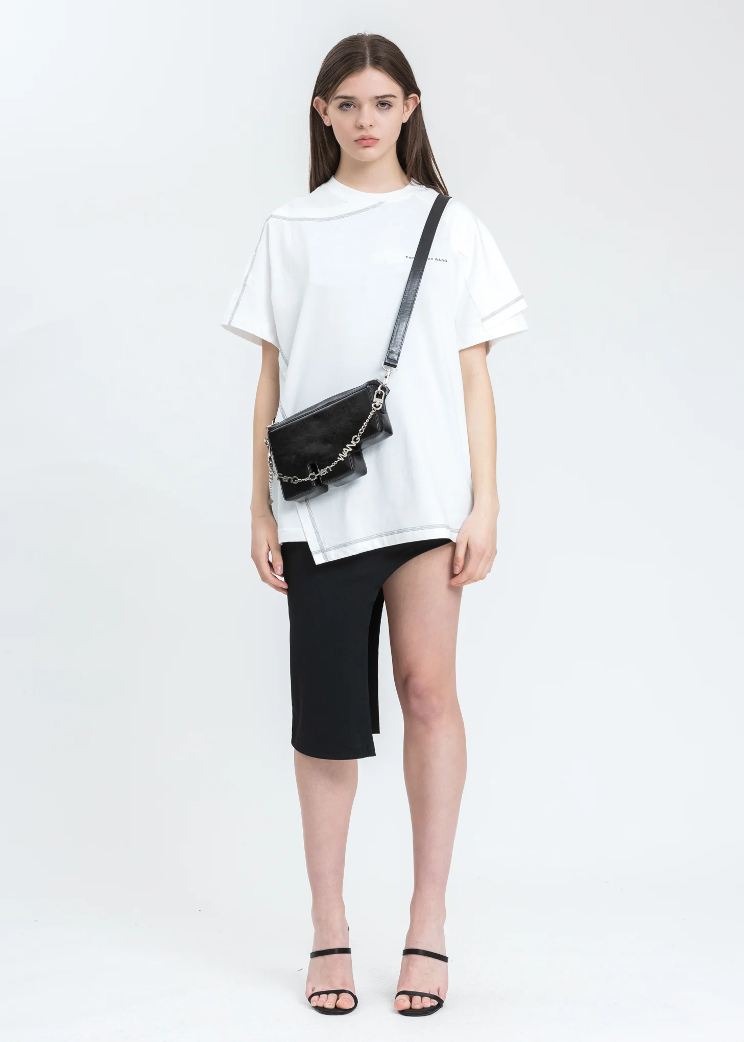 Black Shine Faux Leather F Bag - Image 3