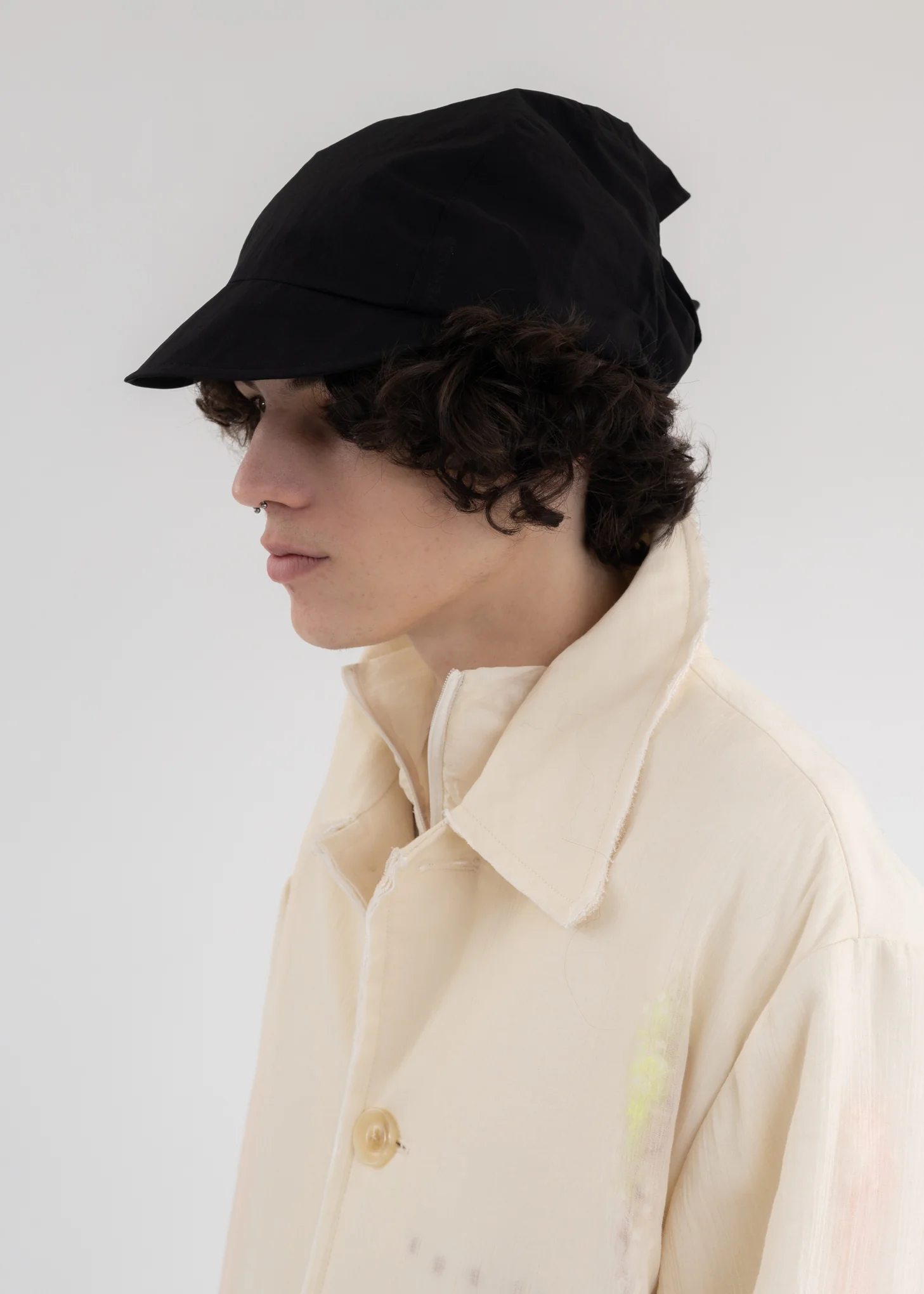 BLACK SHIRRING CAP