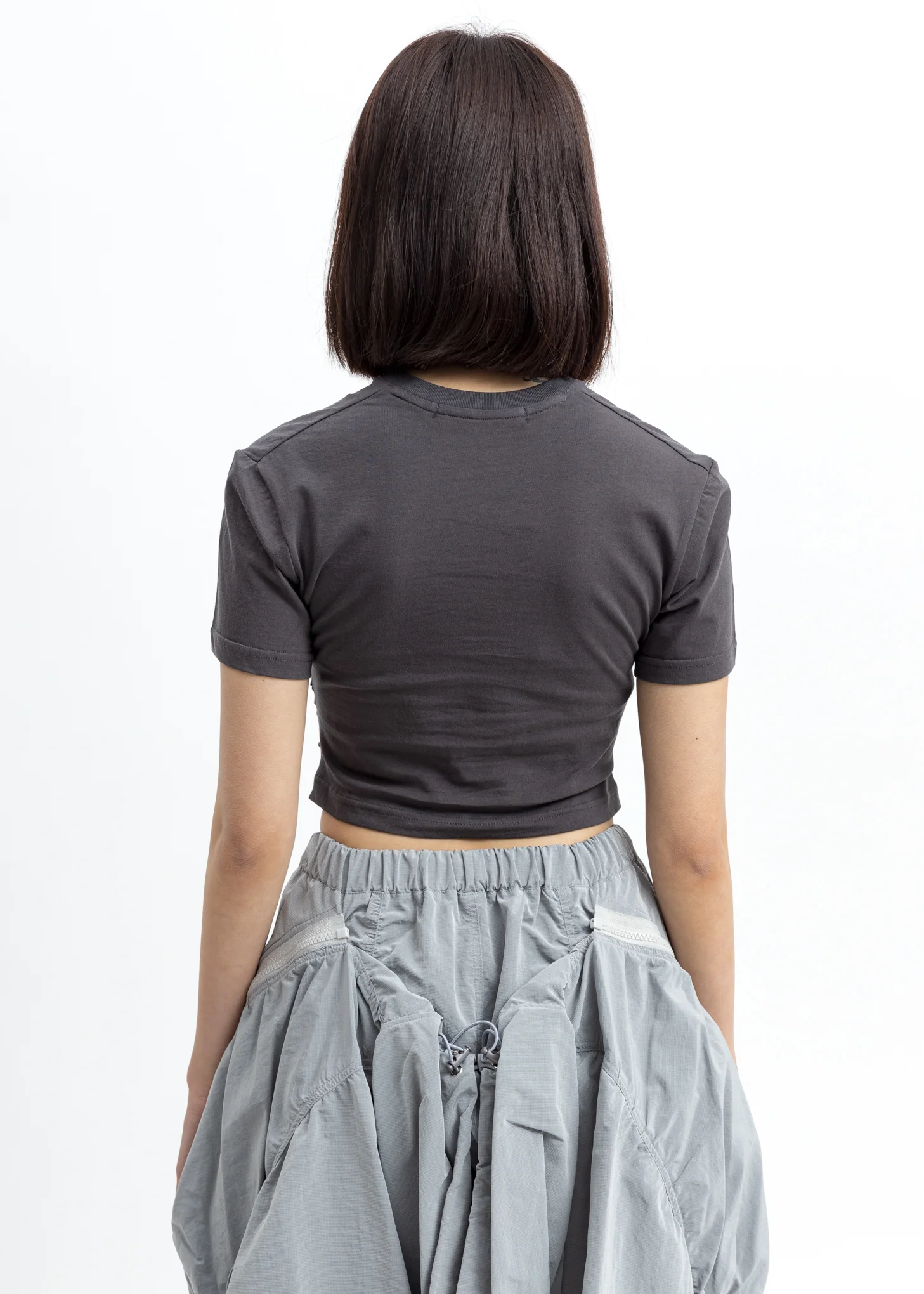 Grey Shirring Cropped Top - Image 3