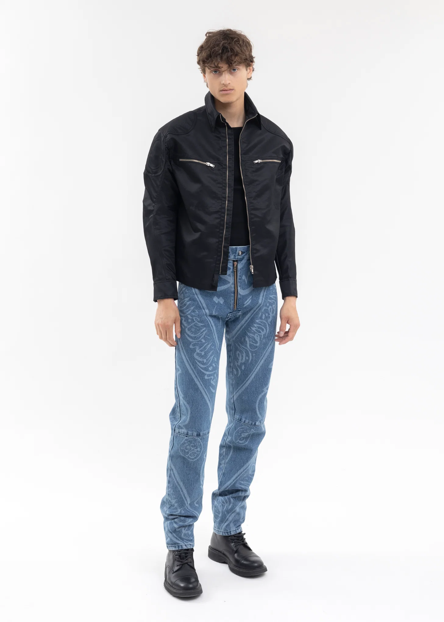 BLACK SHIRT W PATCHES AND ZIPS - Image 6