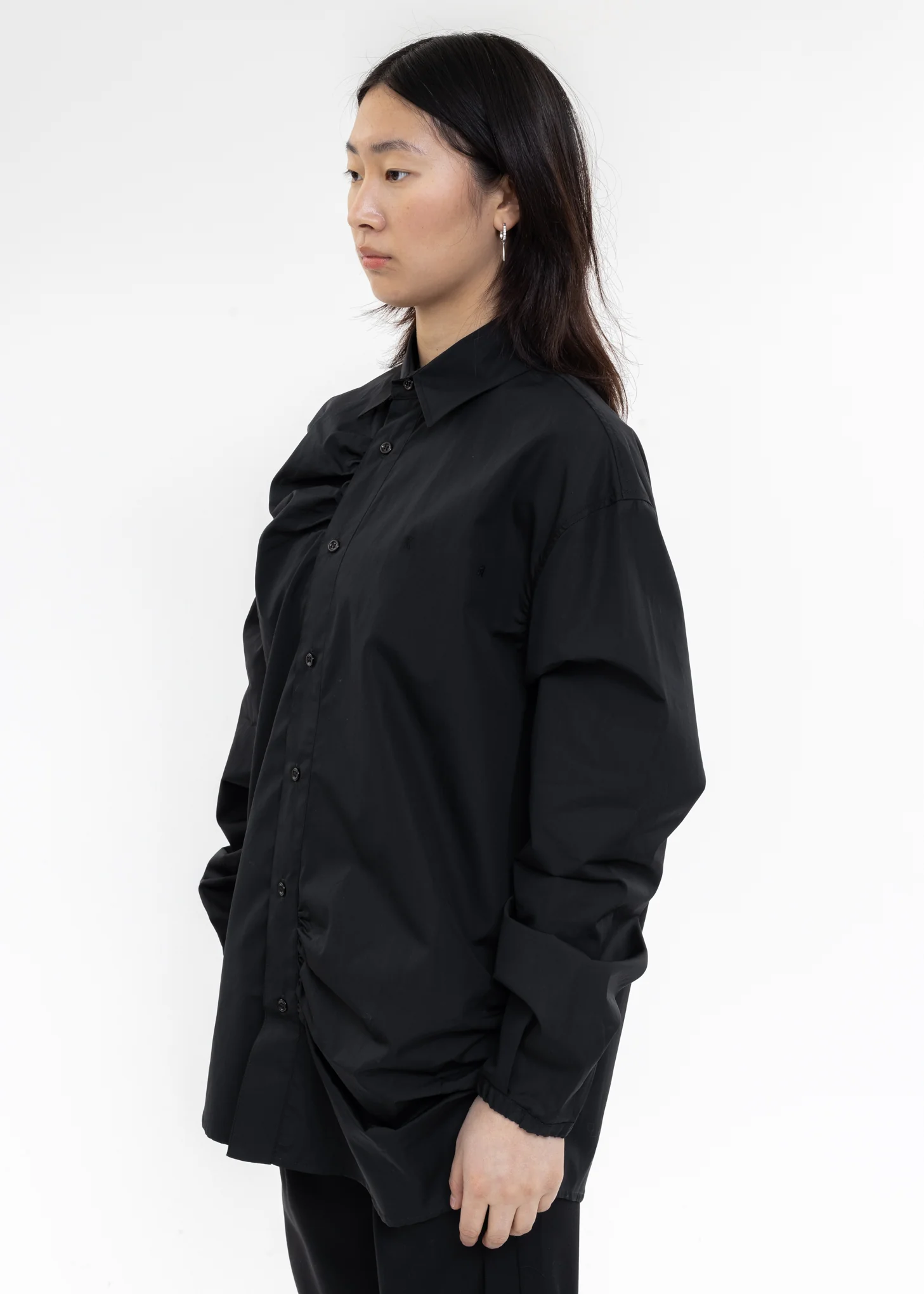 Black Shirt With Shirring Detail - Image 3