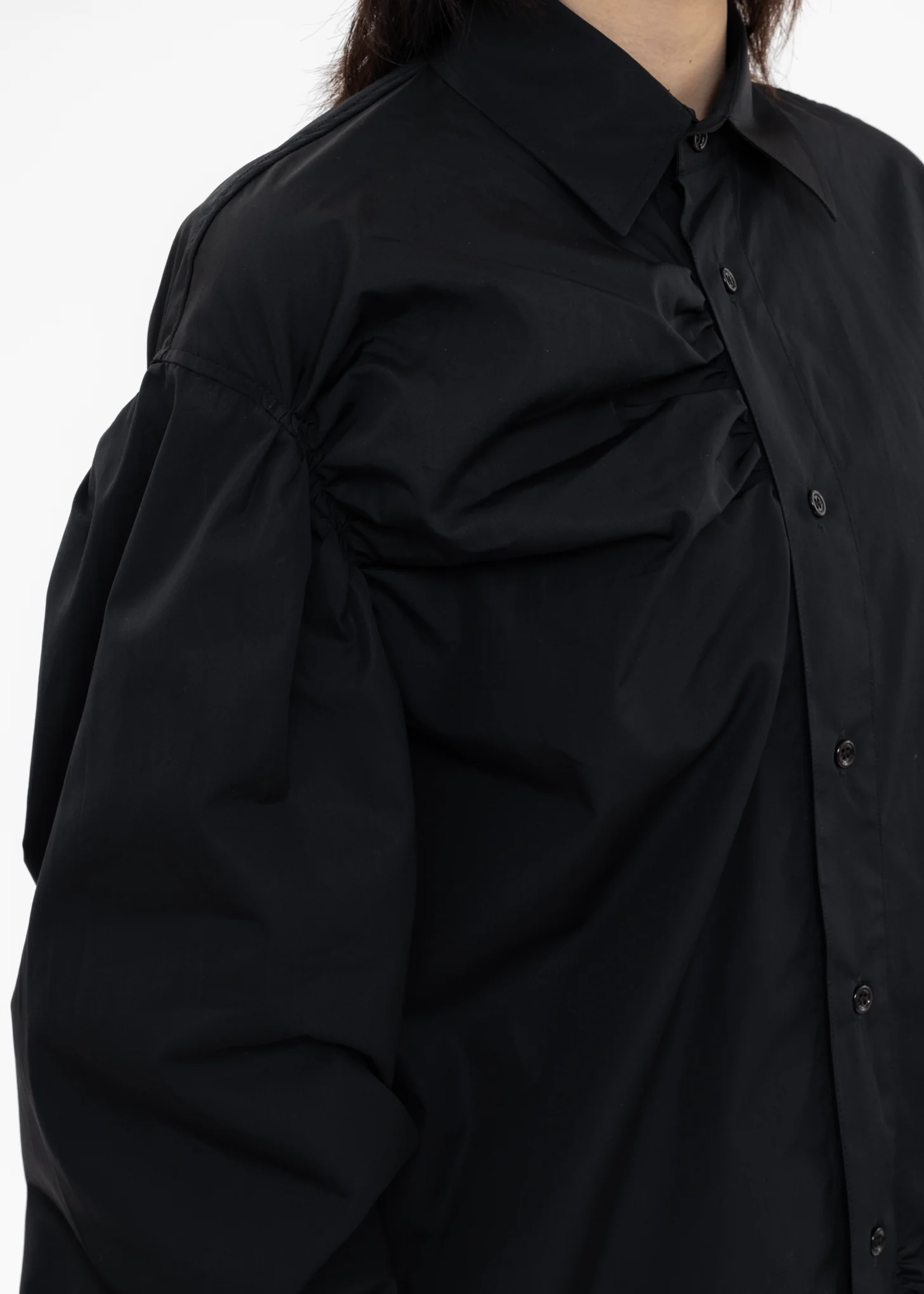 Black Shirt With Shirring Detail - Image 6
